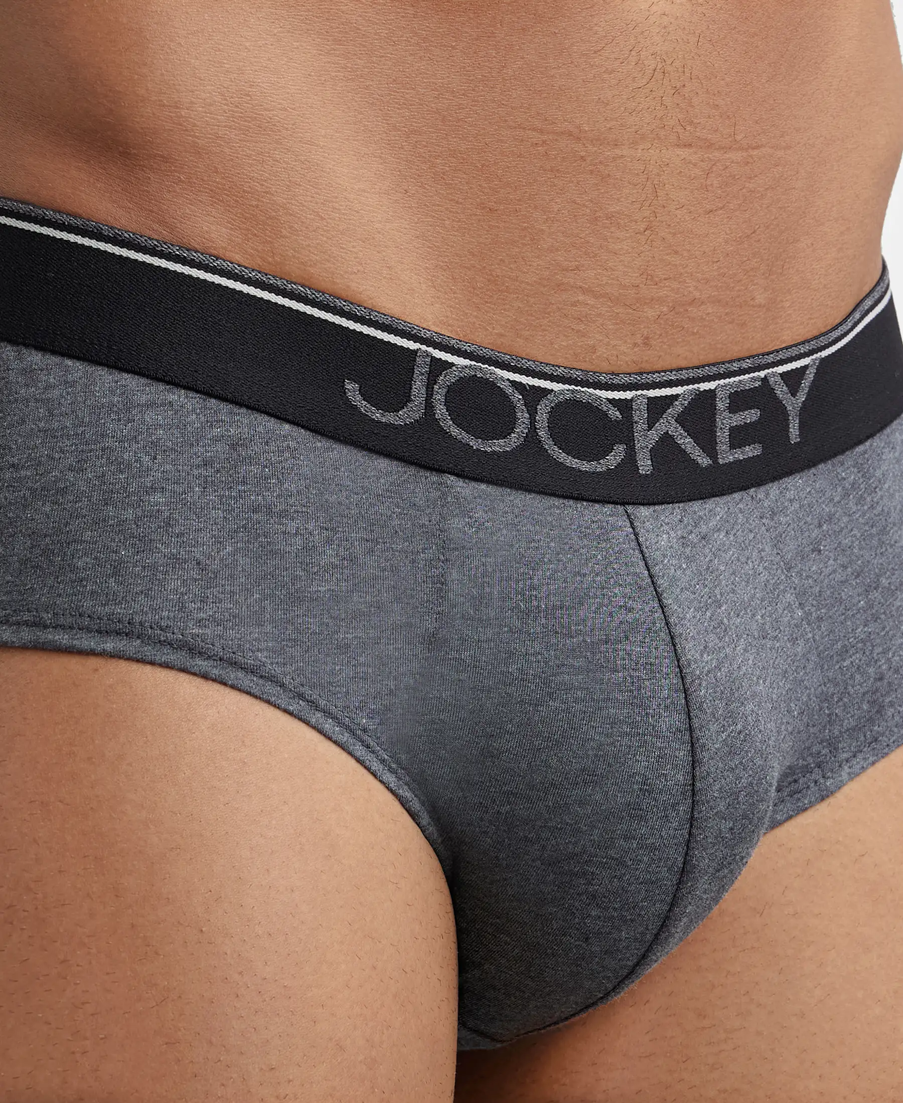 Super Combed Cotton Solid Brief with Ultrasoft Waistband - Charcoal Melange (Pack of 2) - Image 6
