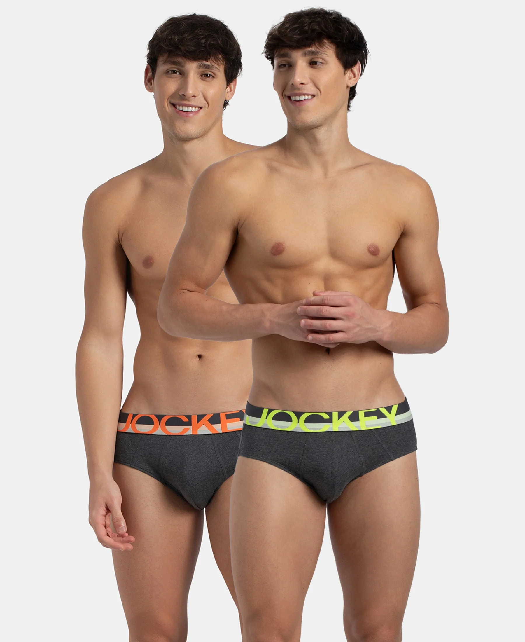 Super Combed Cotton Solid Brief with Ultrasoft Waistband - Charcoal Melange (Pack of 2) - Image 5