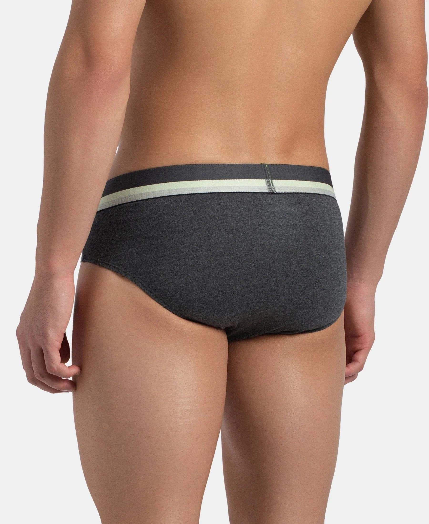 Super Combed Cotton Solid Brief with Ultrasoft Waistband - Charcoal Melange (Pack of 2) - Image 7