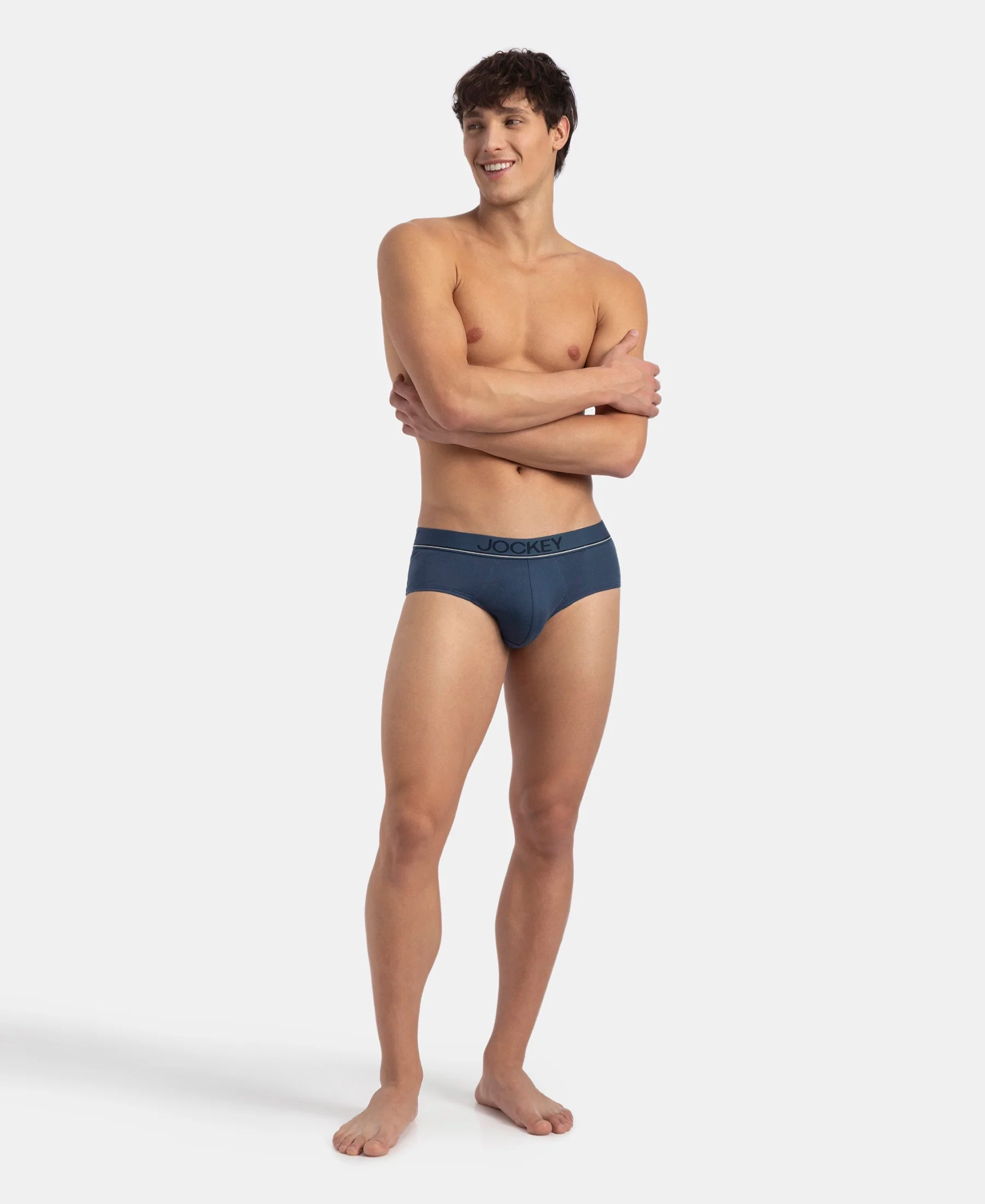 Super Combed Cotton Solid Brief with Ultrasoft Waistband - Dark Denim - Image 4