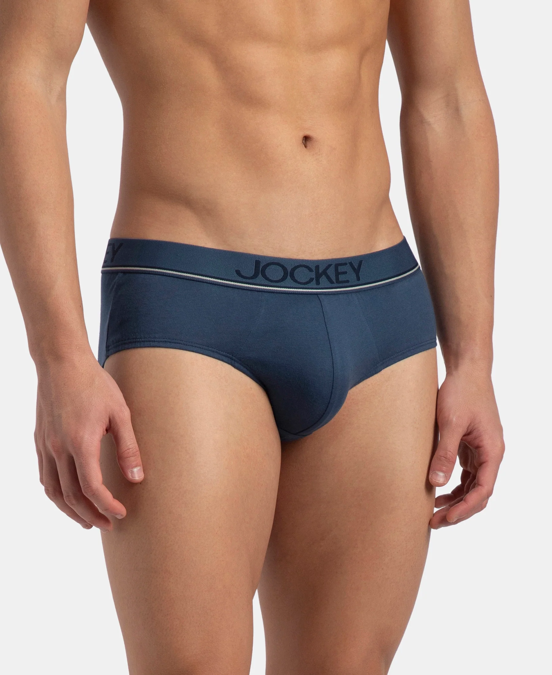 Super Combed Cotton Solid Brief with Ultrasoft Waistband - Dark Denim (Pack of 2) - Image 2
