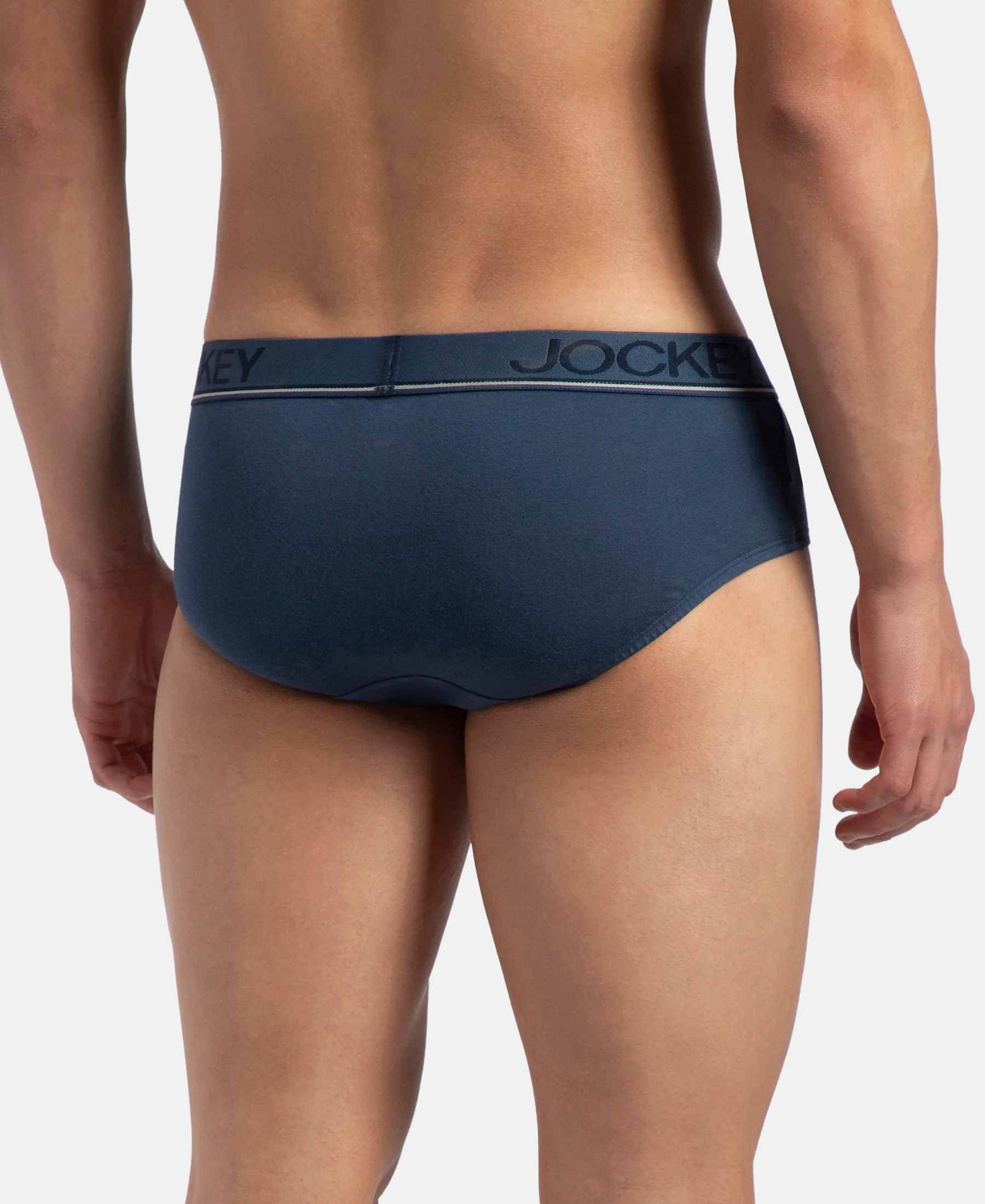 Super Combed Cotton Solid Brief with Ultrasoft Waistband - Dark Denim (Pack of 2) - Image 3
