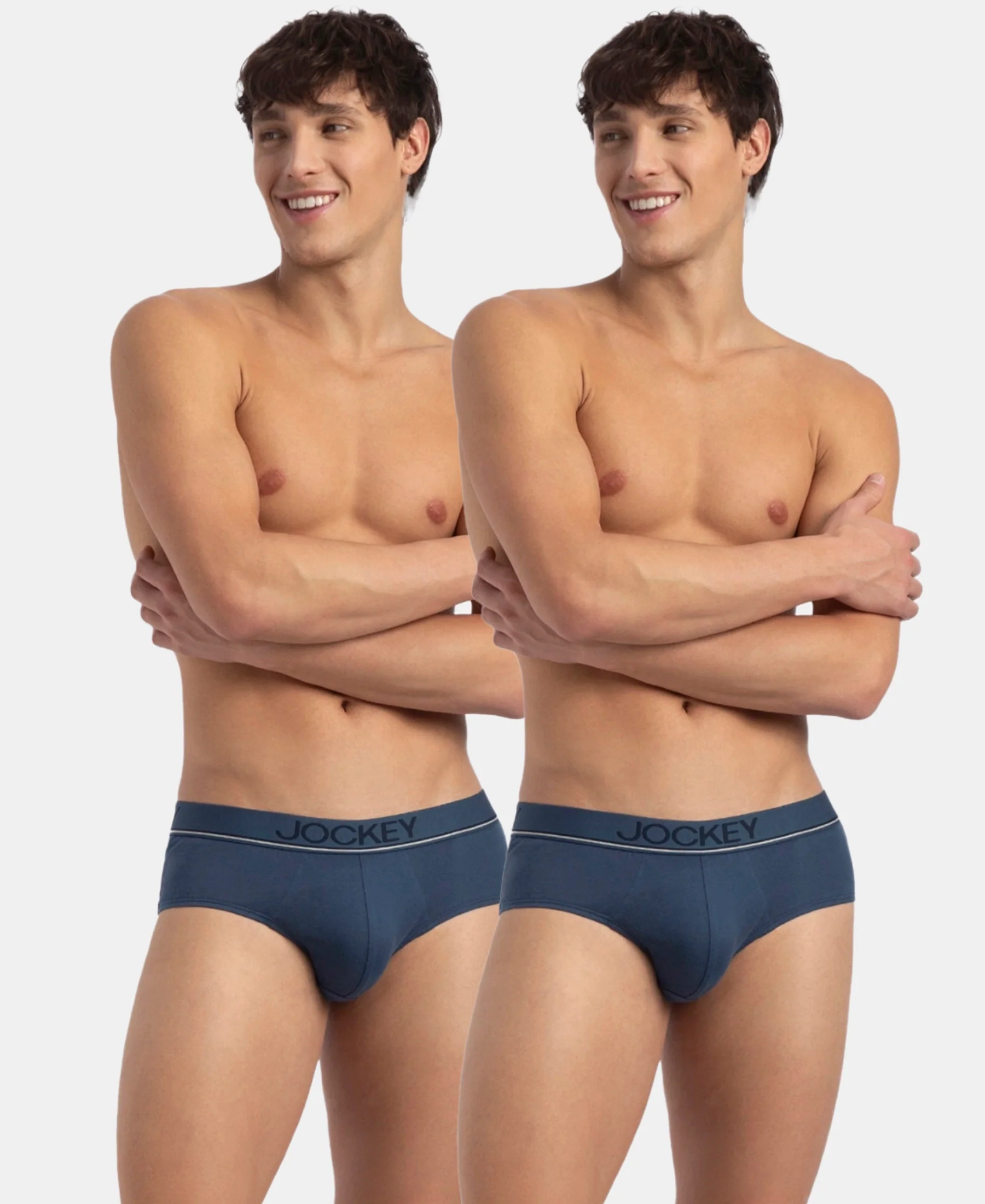 Super Combed Cotton Solid Brief with Ultrasoft Waistband - Dark Denim (Pack of 2) - Image 5