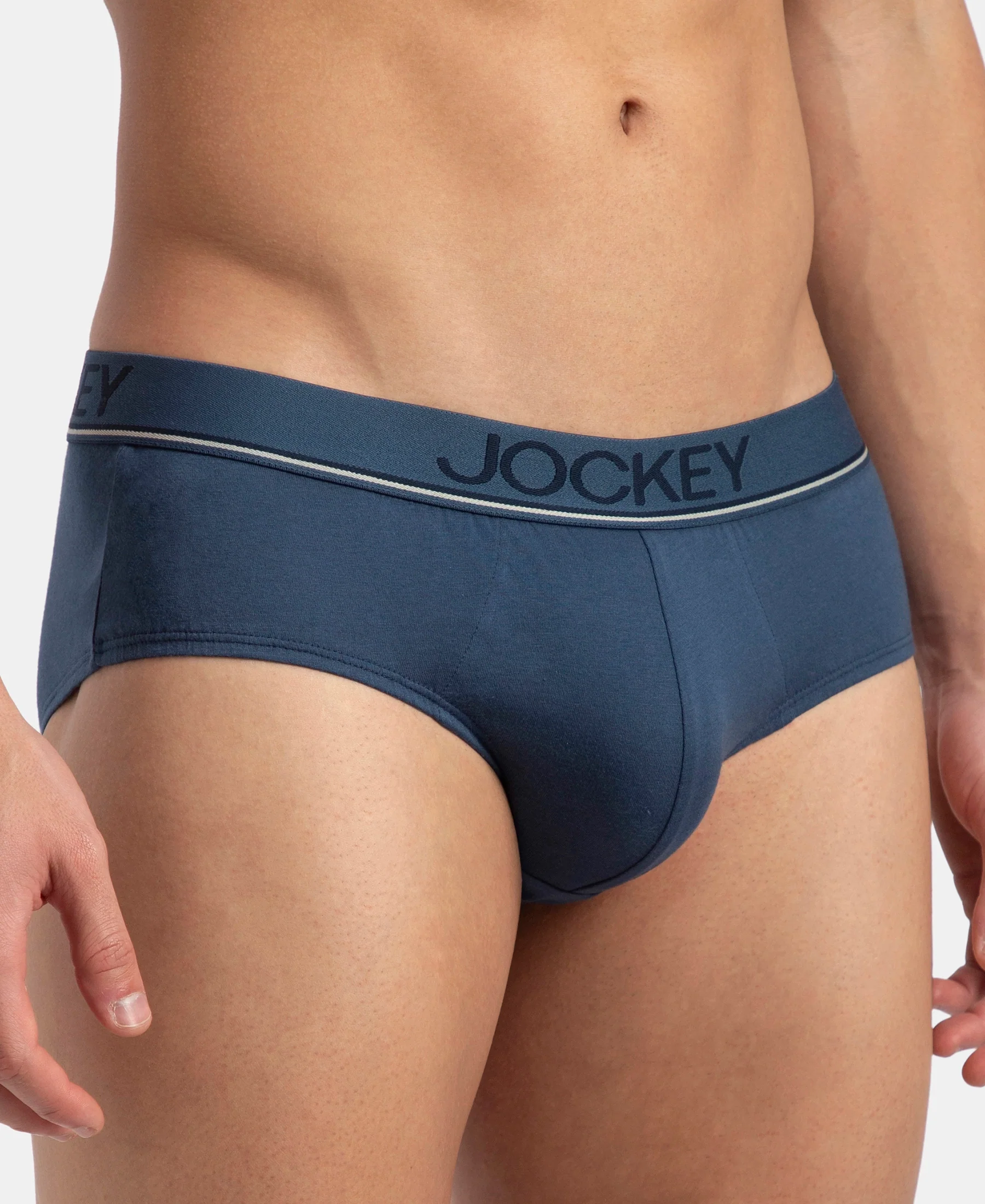 Super Combed Cotton Solid Brief with Ultrasoft Waistband - Dark Denim (Pack of 2) - Image 7