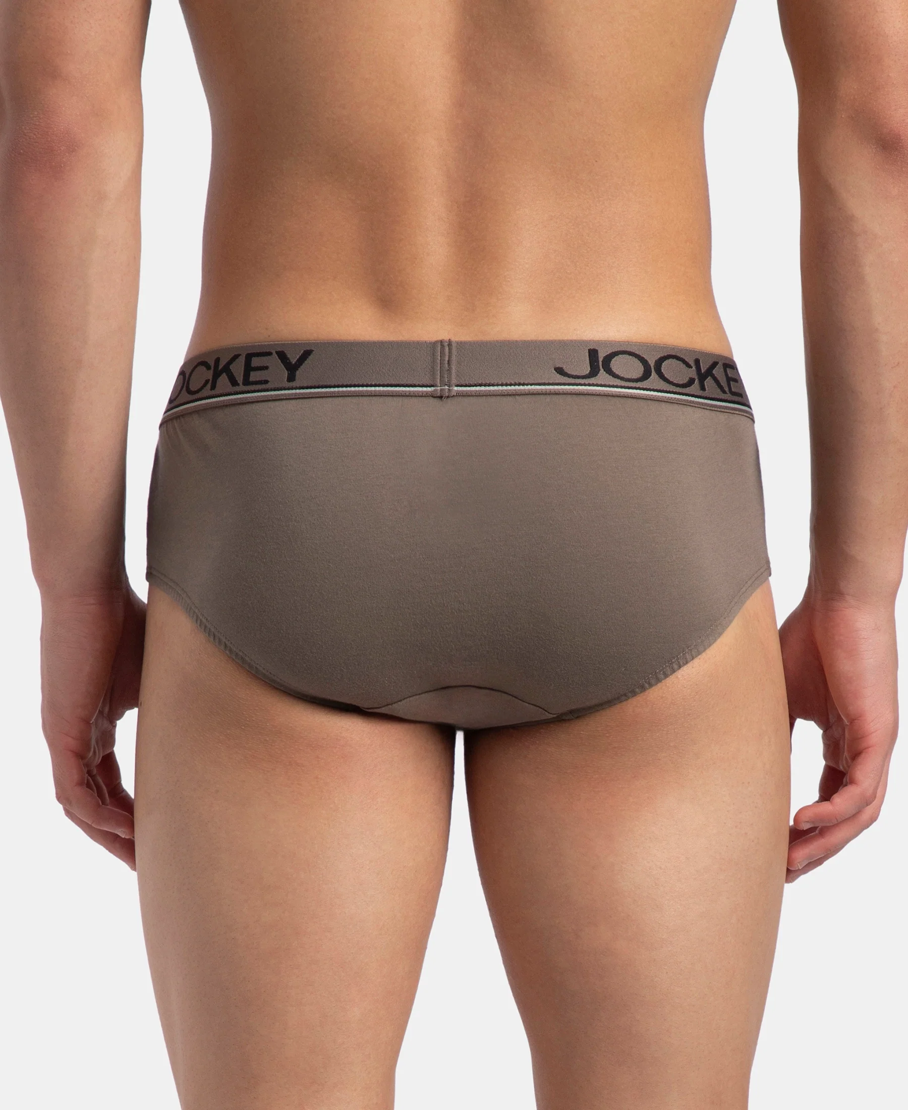 Super Combed Cotton Solid Brief with Ultrasoft Waistband - Dark Khaki - Image 3