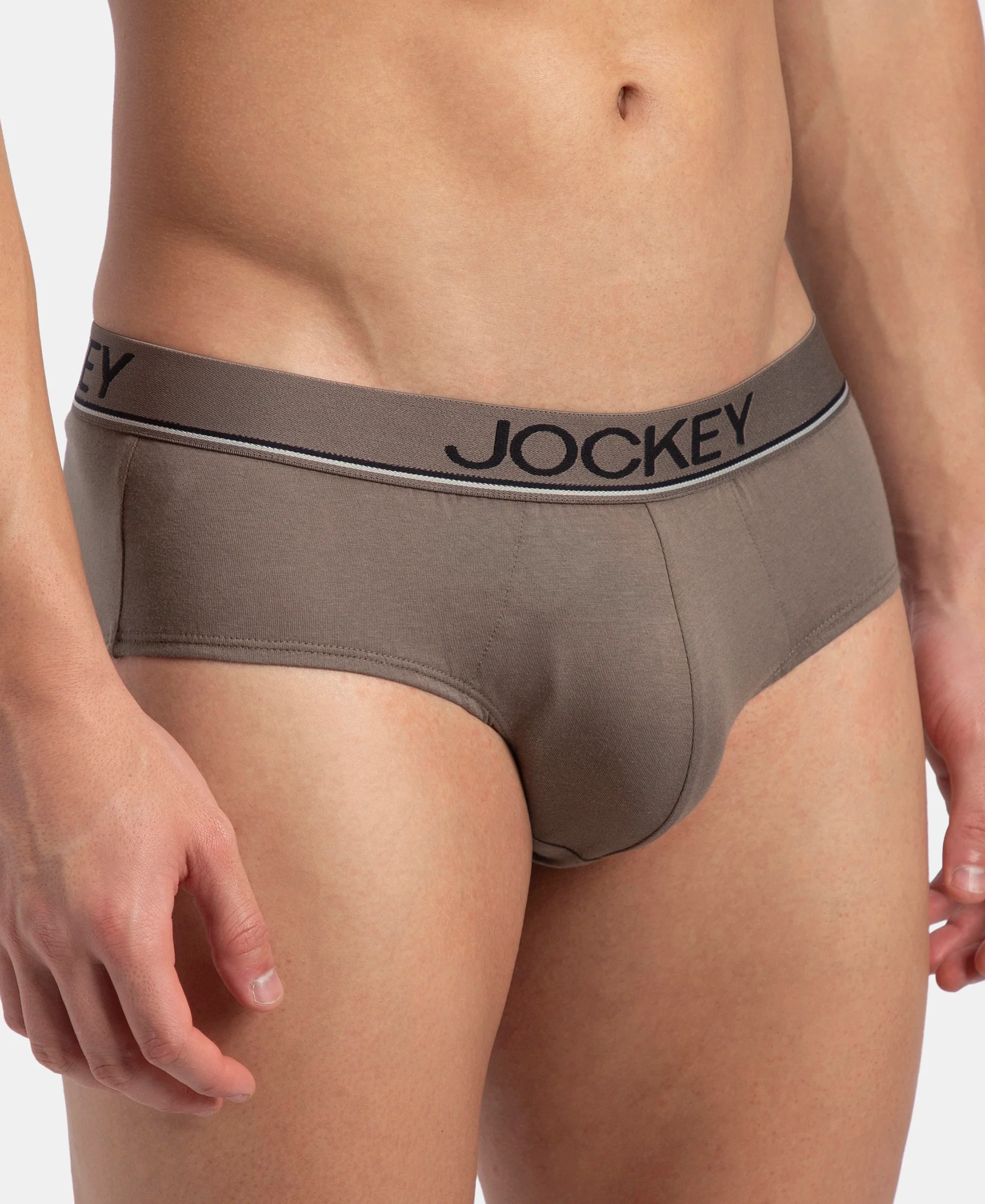 Super Combed Cotton Solid Brief with Ultrasoft Waistband - Dark Khaki - Image 7