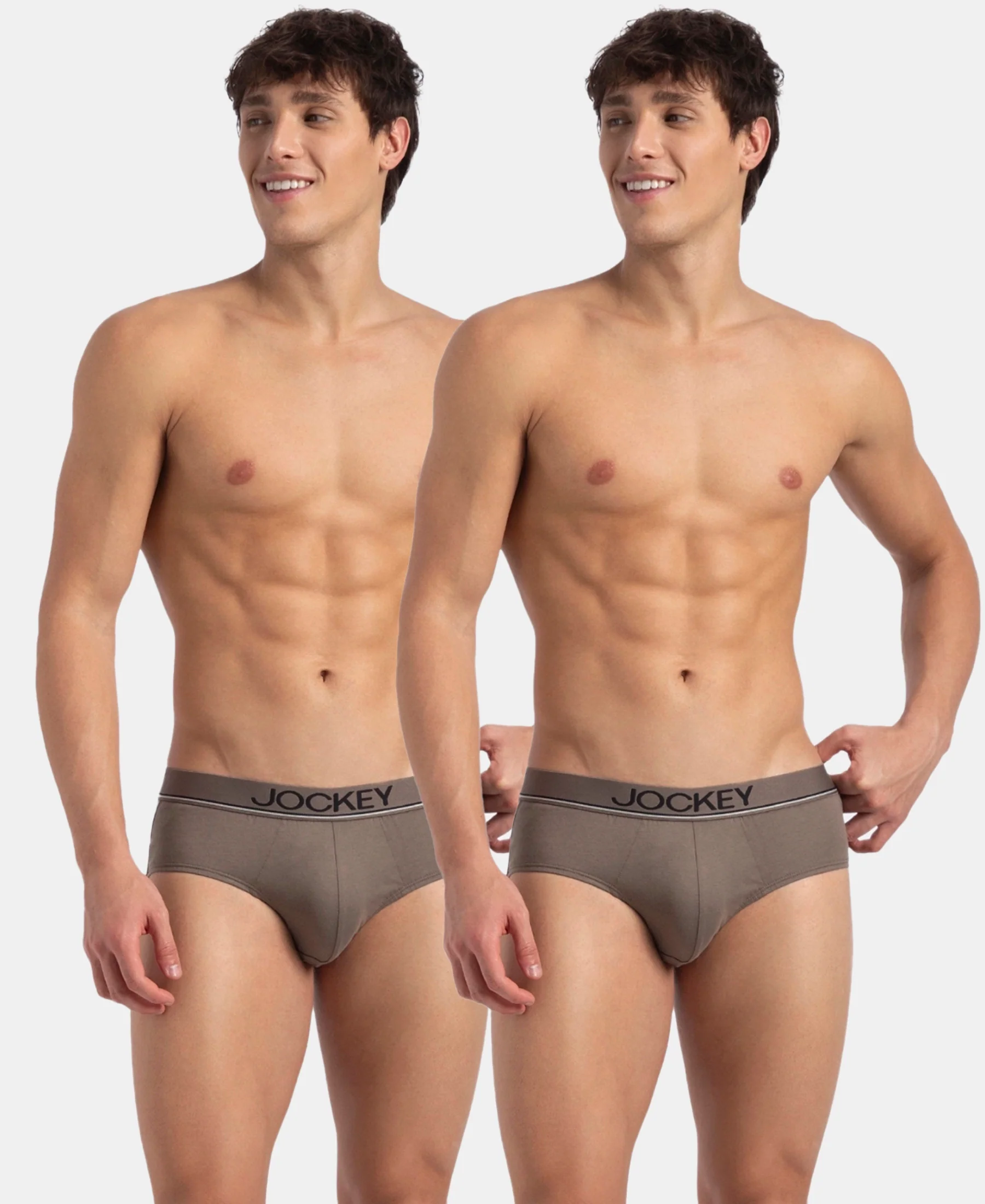 Super Combed Cotton Solid Brief with Ultrasoft Waistband - Dark Khaki (Pack of 2)