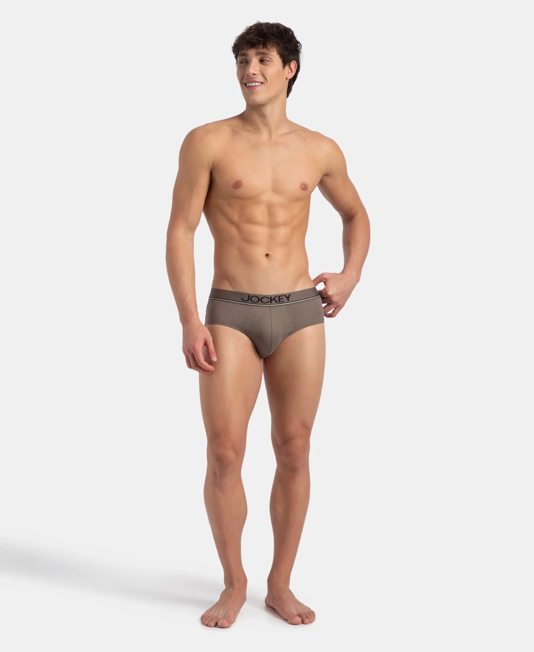 Super Combed Cotton Solid Brief with Ultrasoft Waistband - Dark Khaki (Pack of 2) - Image 4
