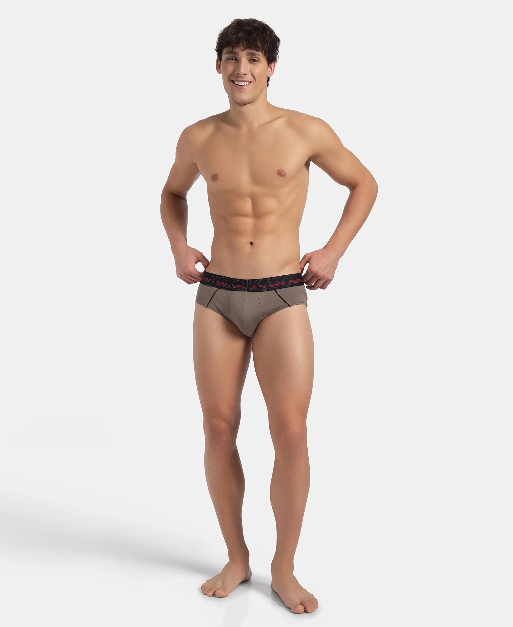 Super Combed Cotton Solid Brief with Ultrasoft Waistband - Dark Khaki (Pack of 2) - Image 7