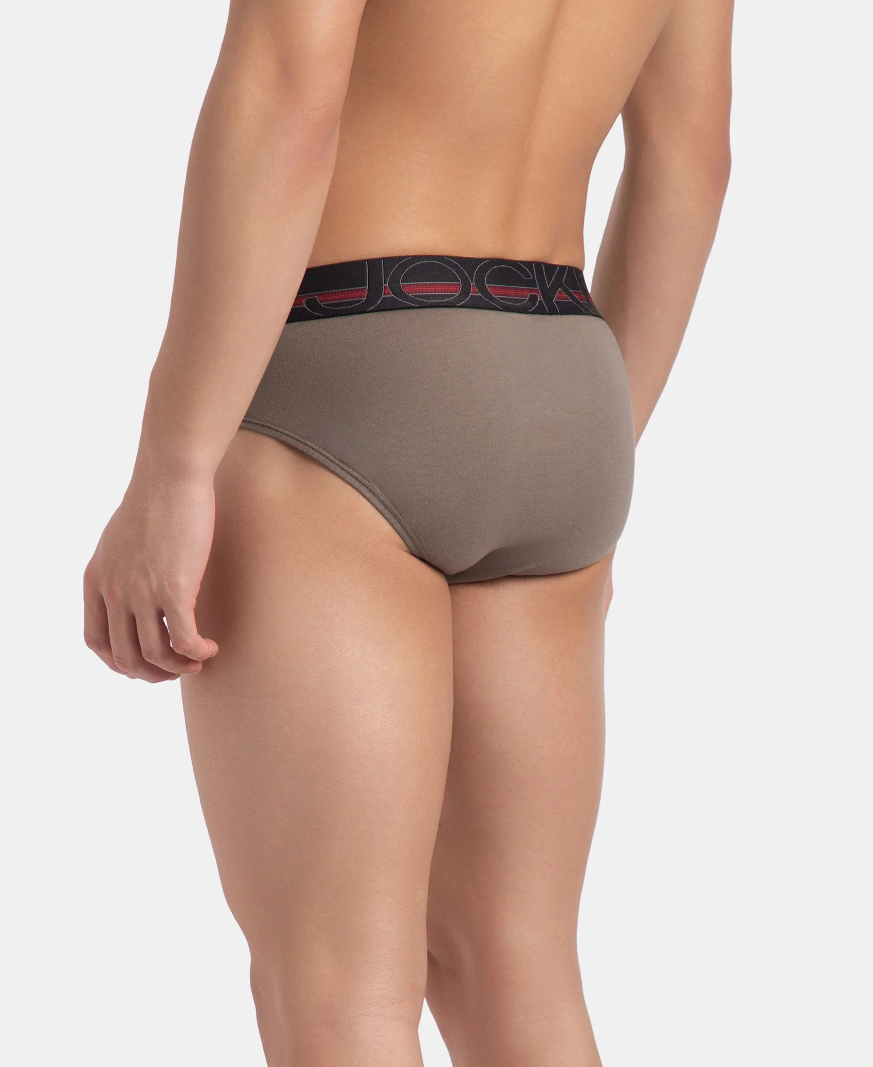 Super Combed Cotton Solid Brief with Ultrasoft Waistband - Dark Khaki - Image 3