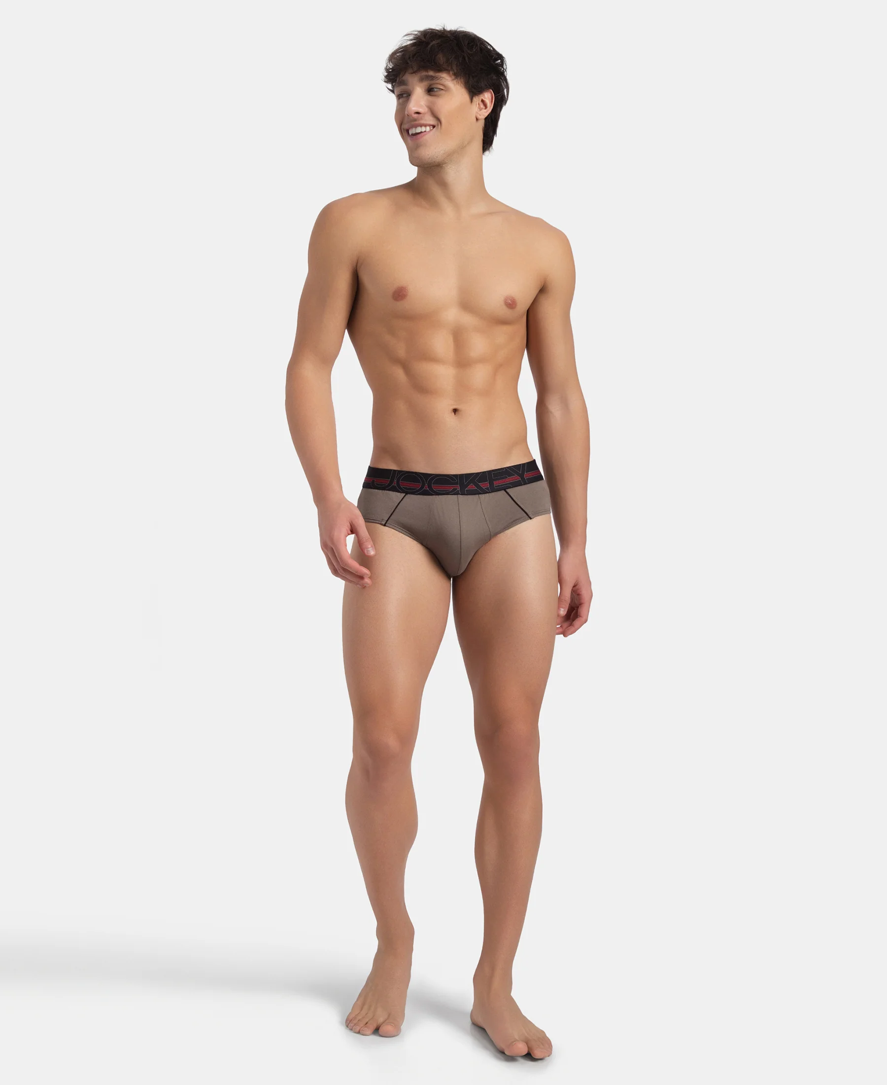 Super Combed Cotton Solid Brief with Ultrasoft Waistband - Dark Khaki - Image 4