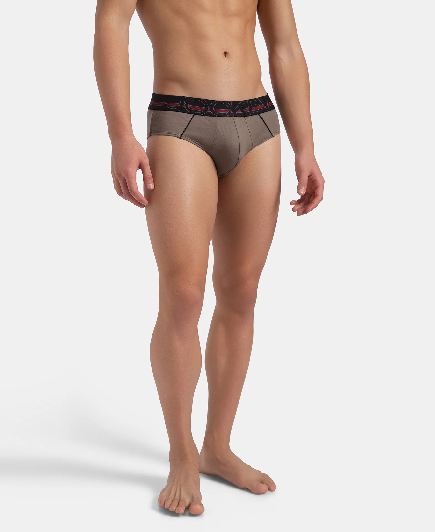 Super Combed Cotton Solid Brief with Ultrasoft Waistband - Dark Khaki - Image 5