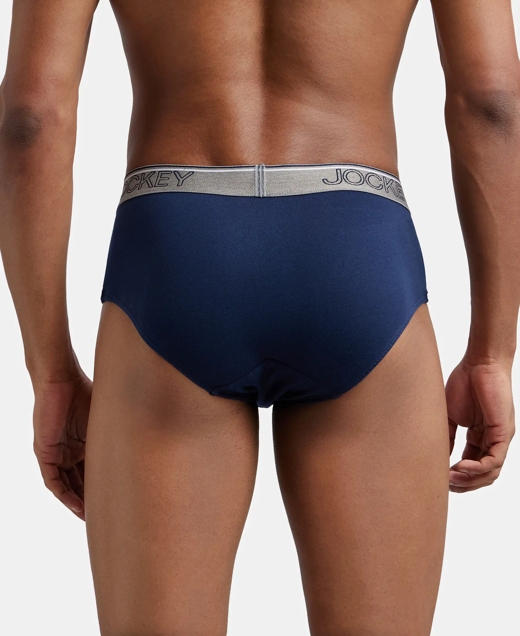 Super Combed Cotton Solid Brief with Ultrasoft Waistband - Deep Navy (Pack of 2) - Image 3