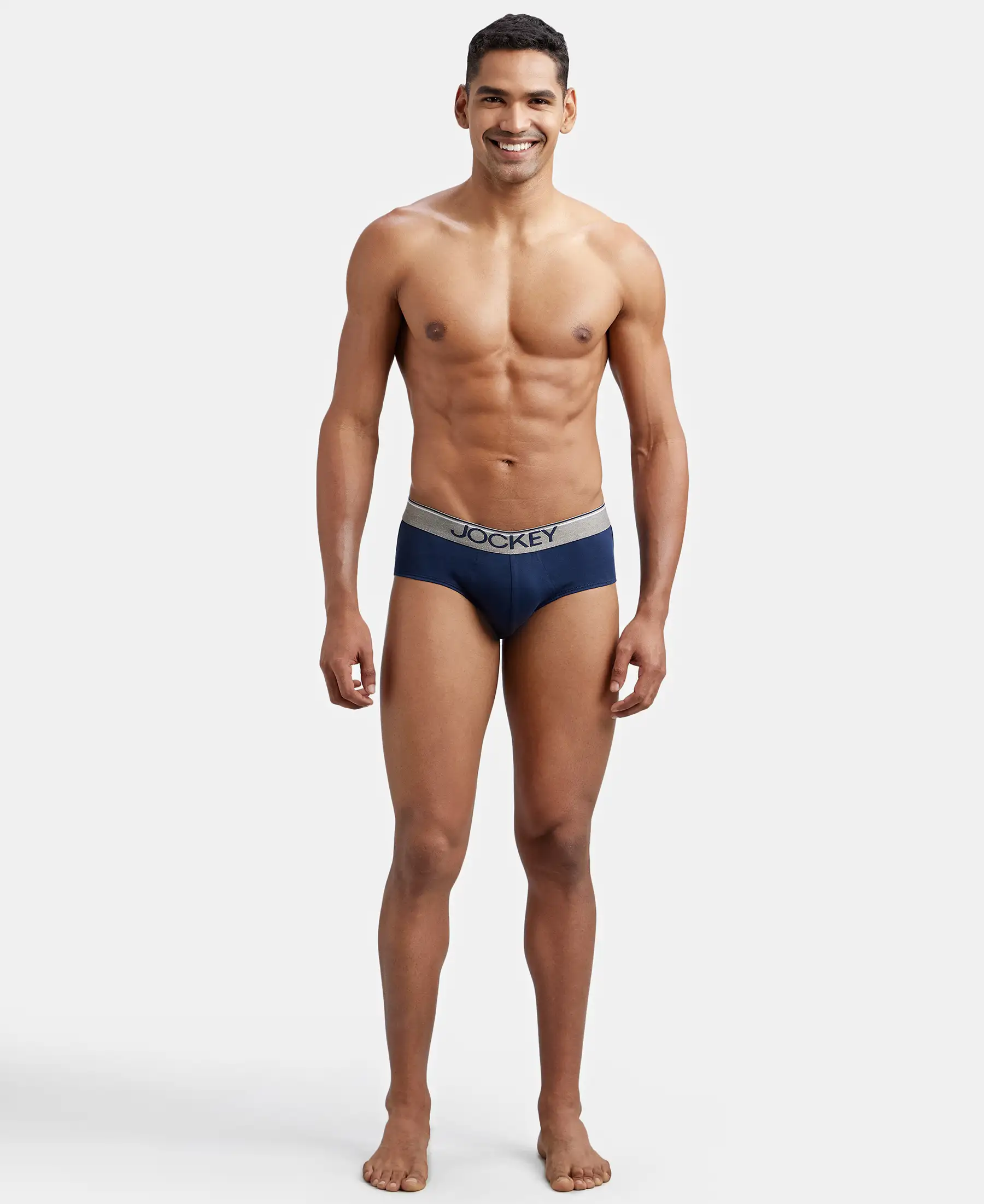 Super Combed Cotton Solid Brief with Ultrasoft Waistband - Deep Navy (Pack of 2) - Image 4