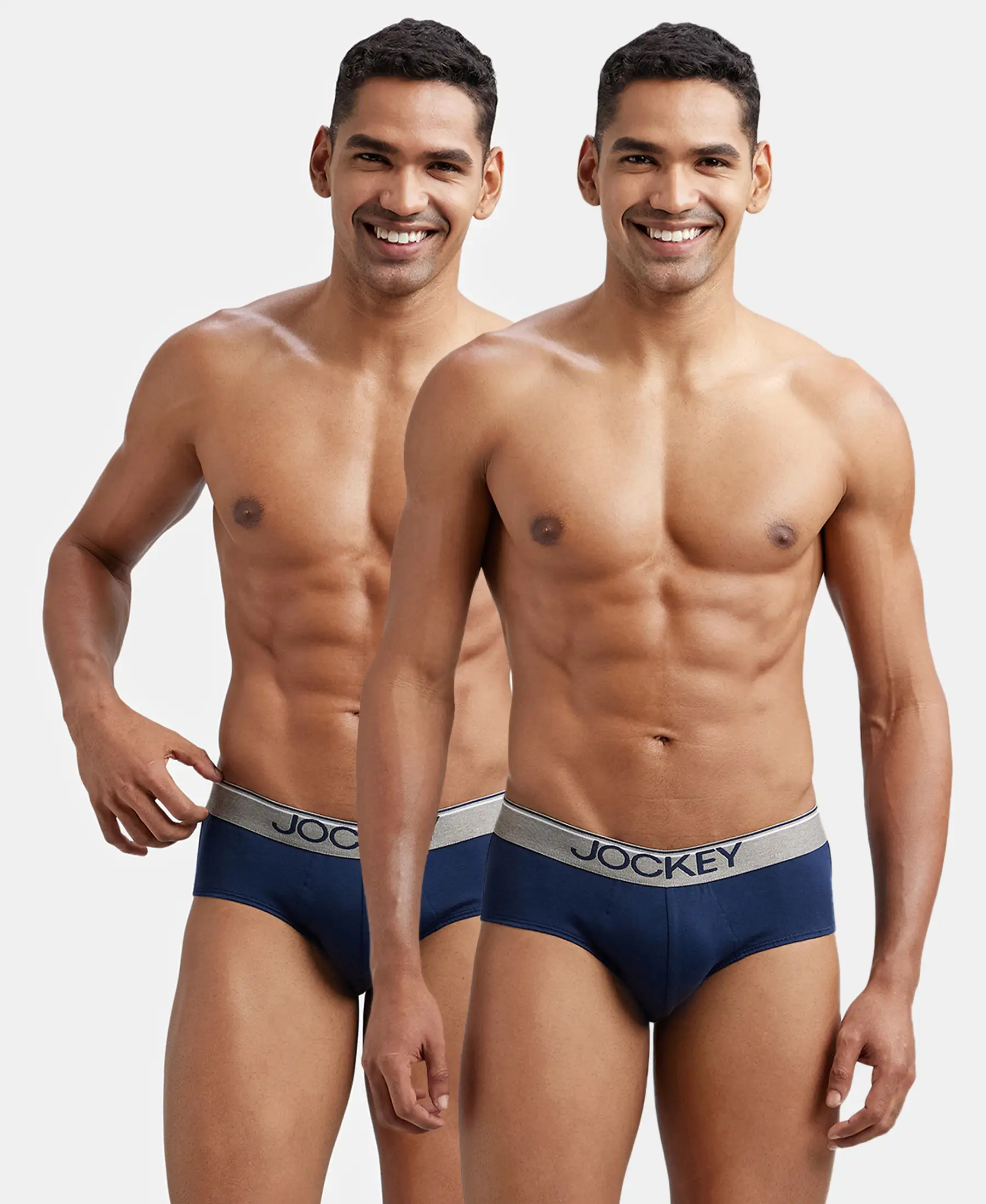 Super Combed Cotton Solid Brief with Ultrasoft Waistband - Deep Navy (Pack of 2) - Image 5