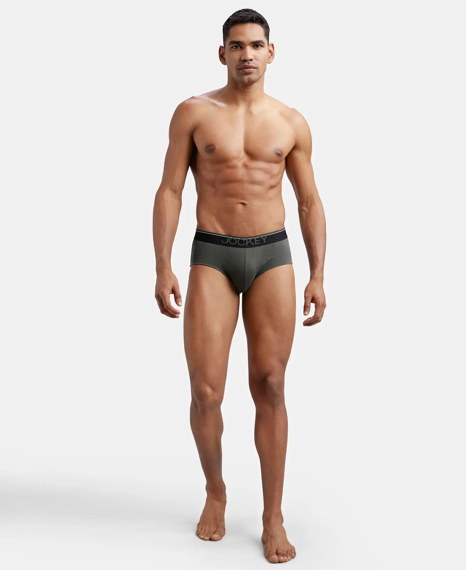 Super Combed Cotton Solid Brief with Ultrasoft Waistband - Deep Olive (Pack of 2) - Image 4