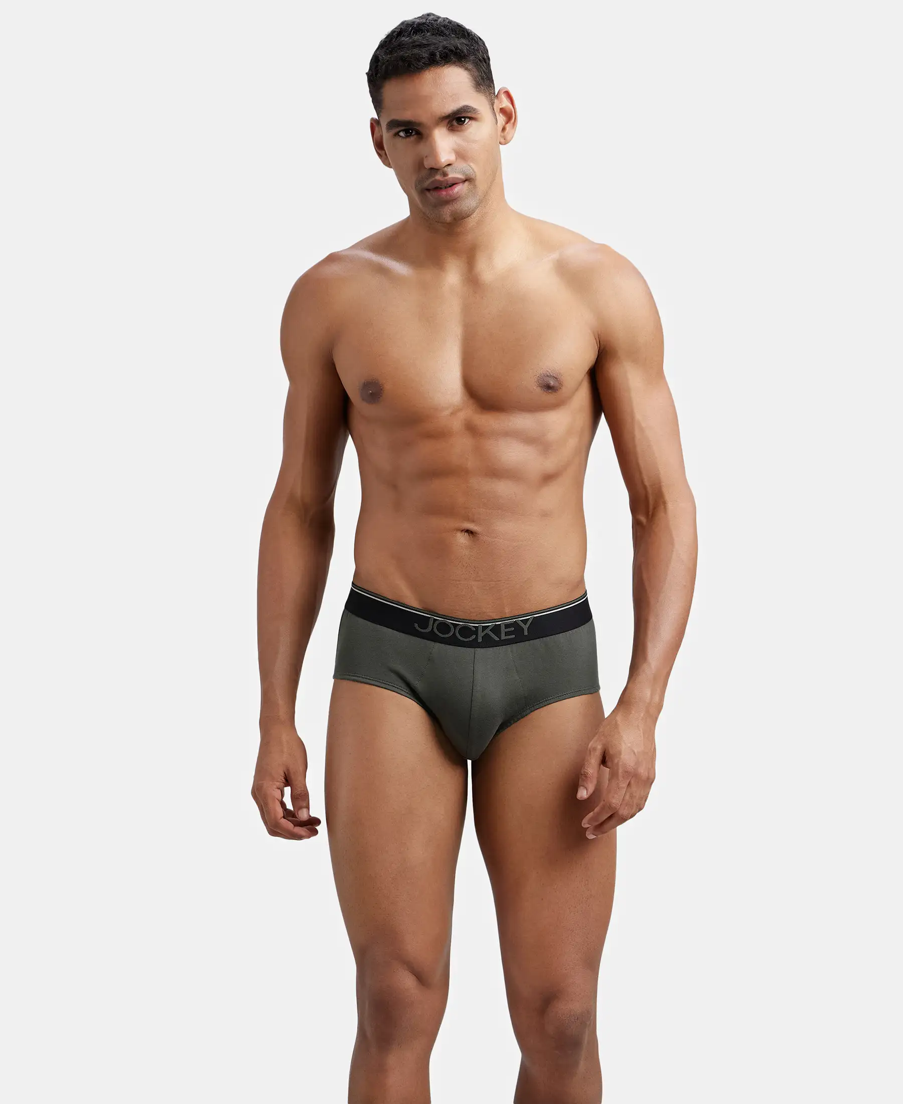 Super Combed Cotton Solid Brief with Ultrasoft Waistband - Deep Olive (Pack of 2) - Image 8