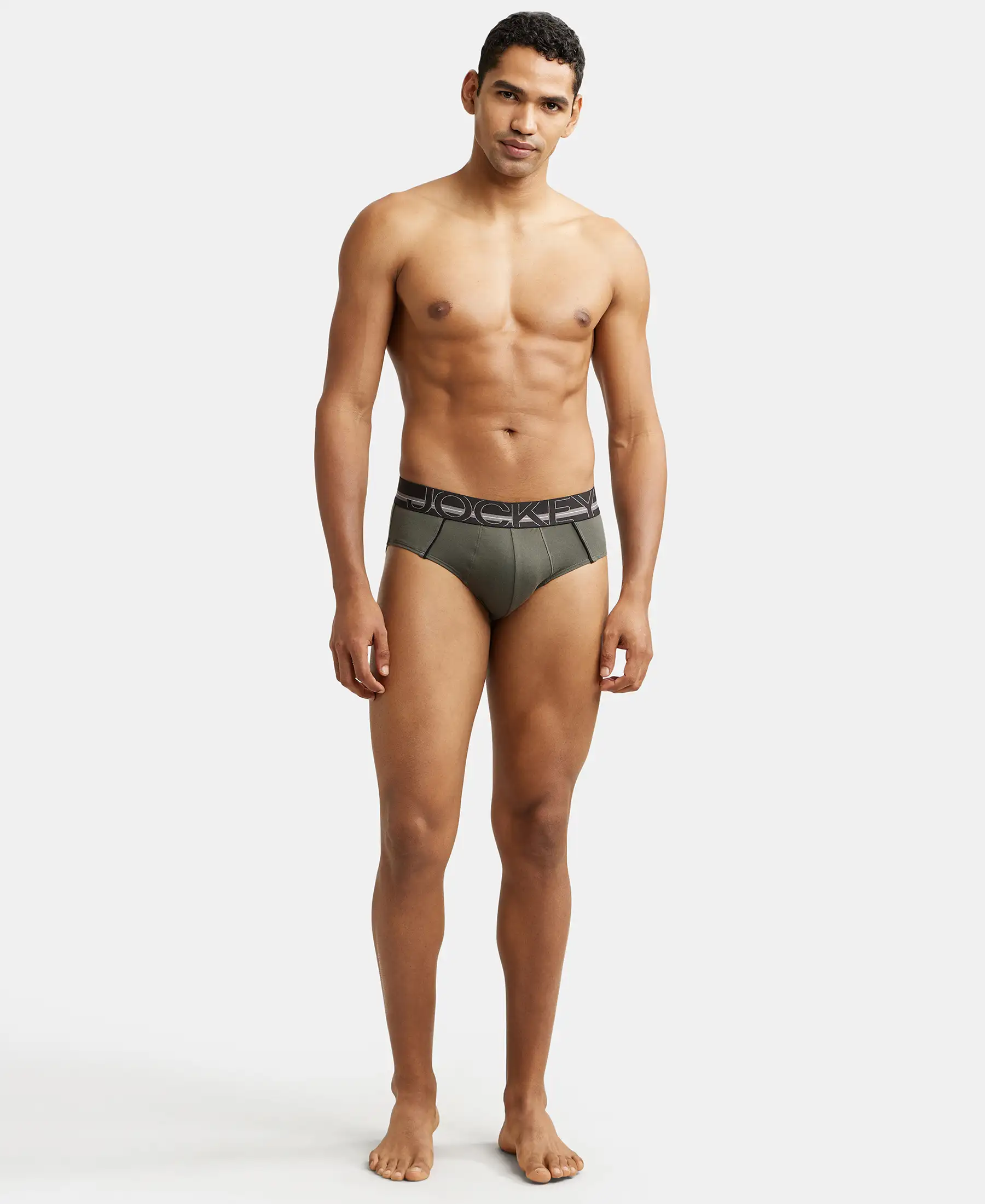 Super Combed Cotton Solid Brief with Ultrasoft Waistband - Deep Olive (Pack of 2) - Image 3