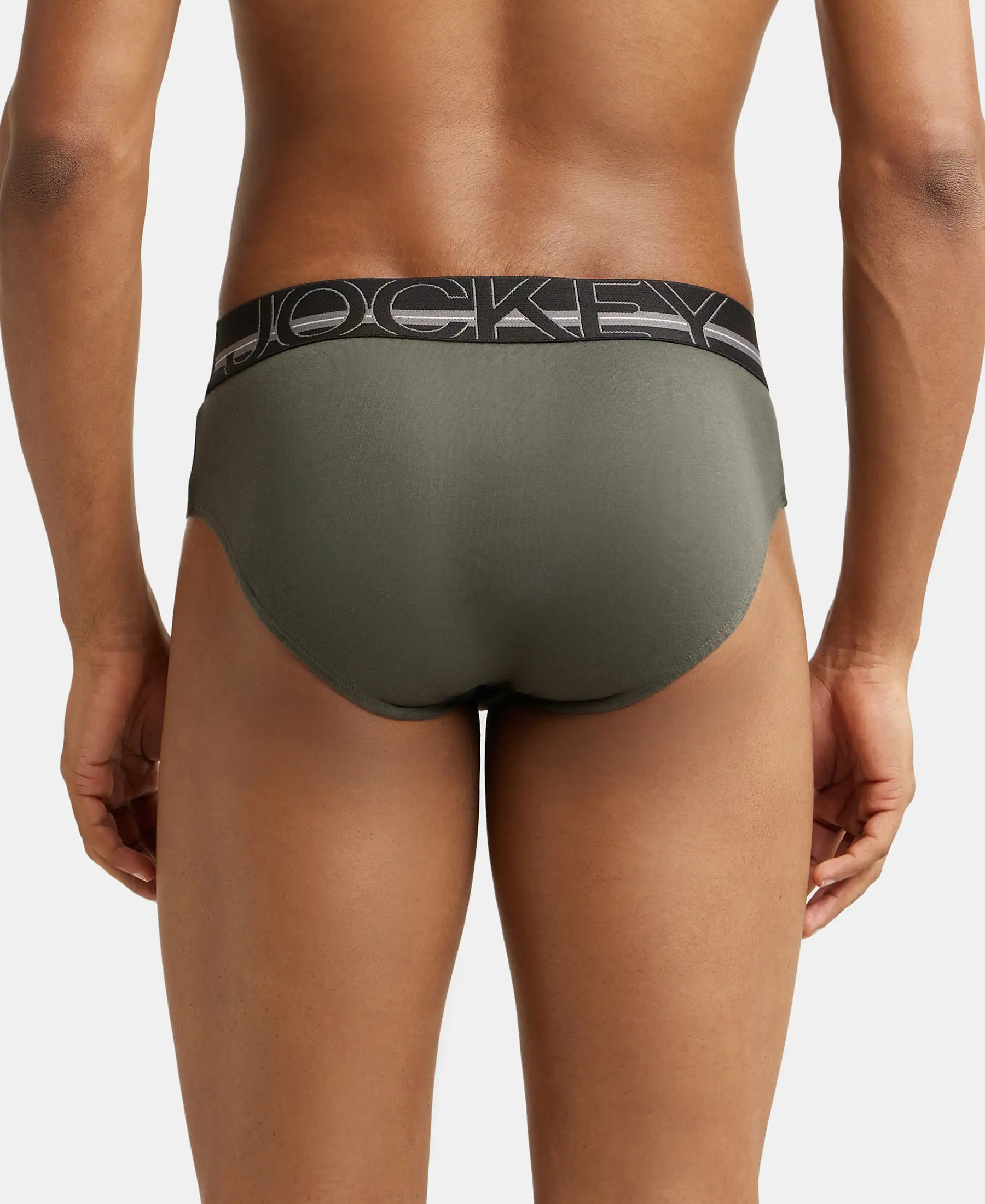 Super Combed Cotton Solid Brief with Ultrasoft Waistband - Deep Olive (Pack of 2) - Image 4