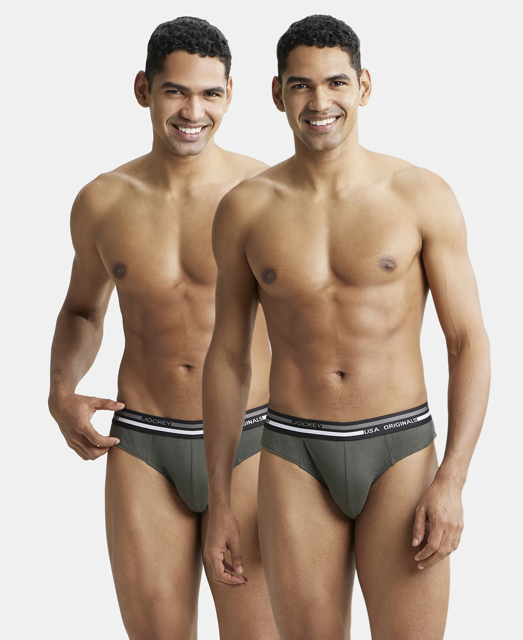 Super Combed Cotton Solid Brief with Ultrasoft Waistband - Deep Olive (Pack of 2) - Image 5
