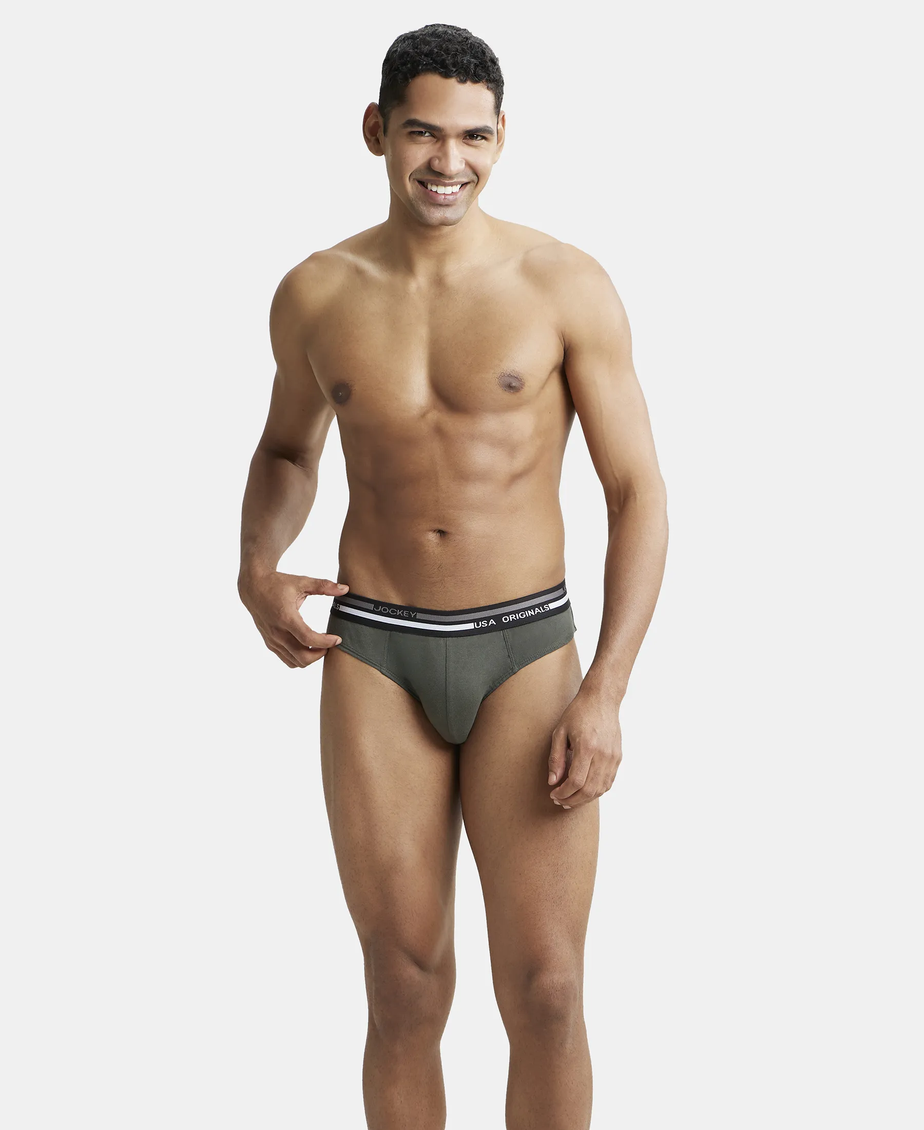 Super Combed Cotton Solid Brief with Ultrasoft Waistband - Deep Olive (Pack of 2) - Image 8