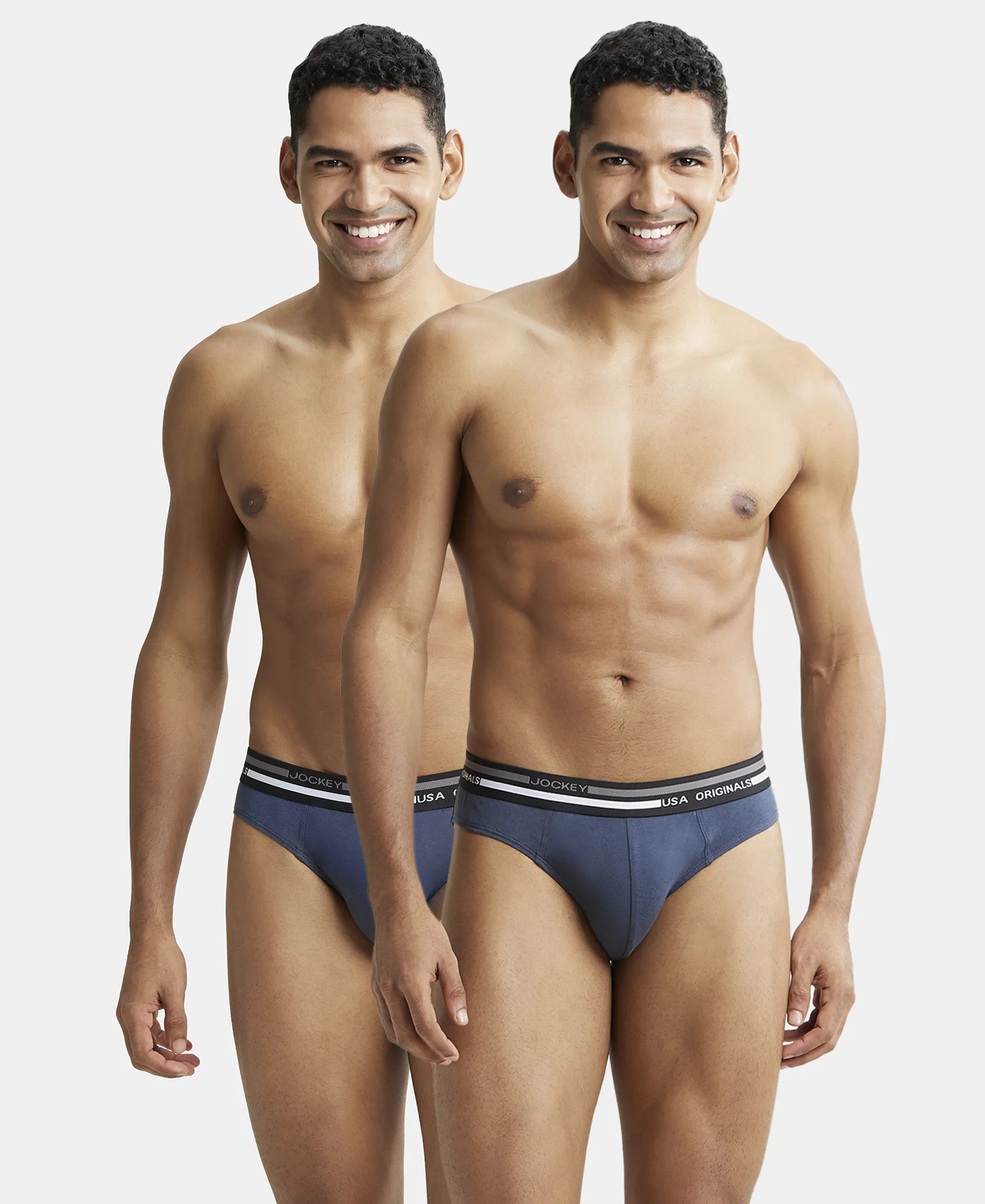 Super Combed Cotton Solid Brief with Ultrasoft Waistband - Graphite (Pack of 2)