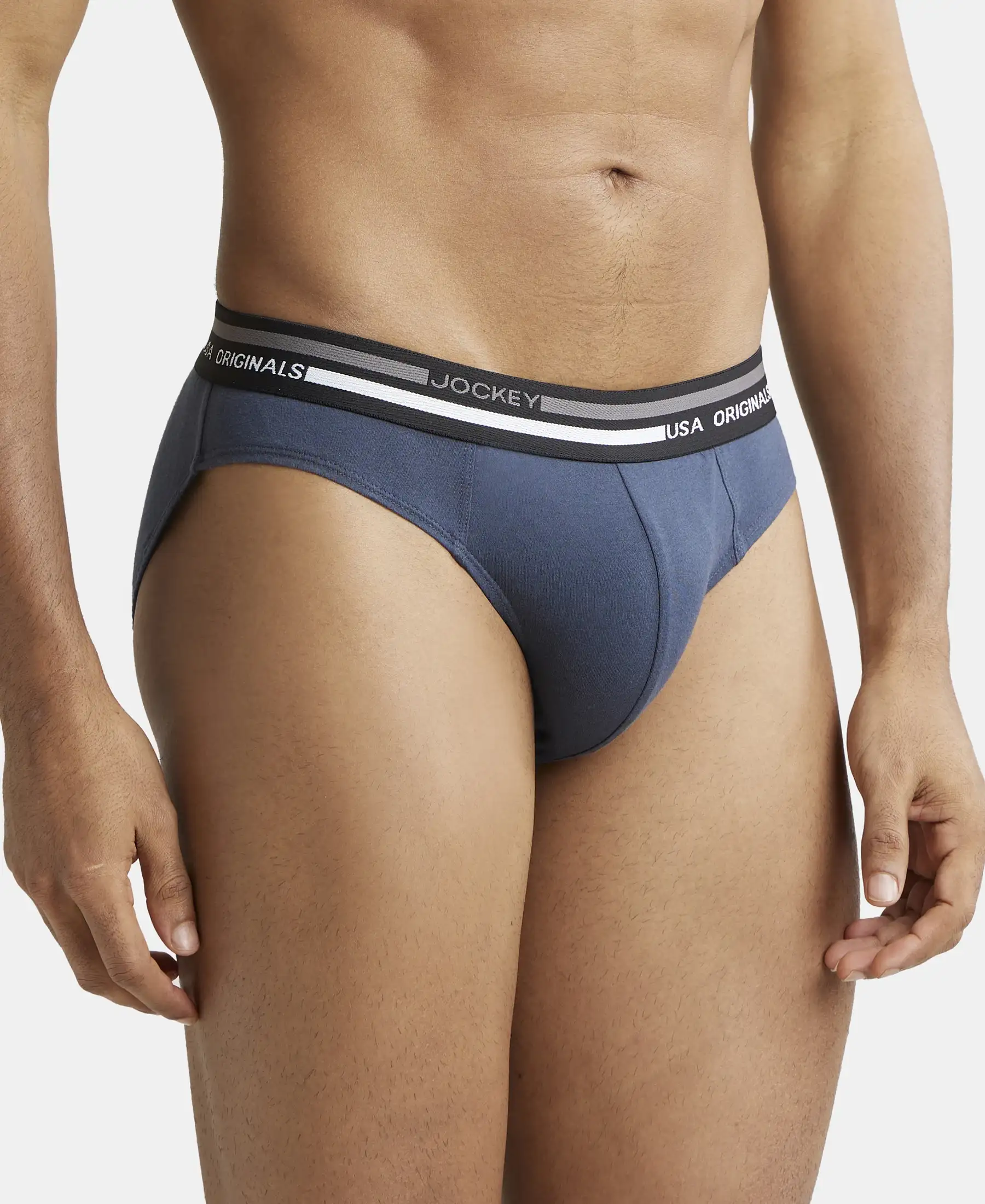 Super Combed Cotton Solid Brief with Ultrasoft Waistband - Graphite - Image 2
