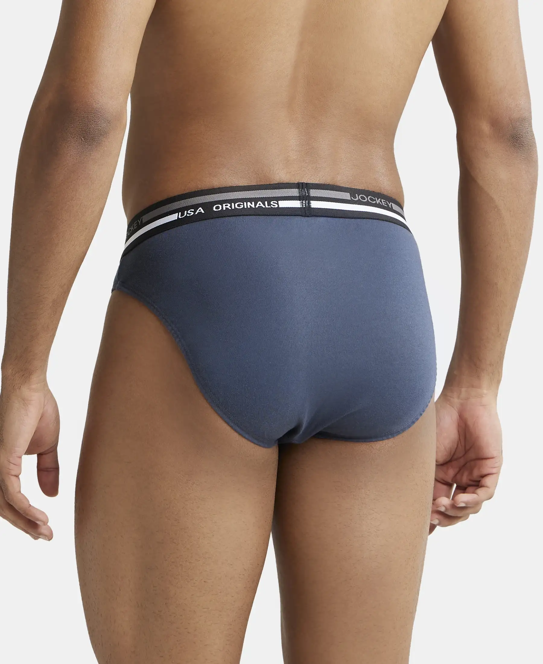 Super Combed Cotton Solid Brief with Ultrasoft Waistband - Graphite - Image 3