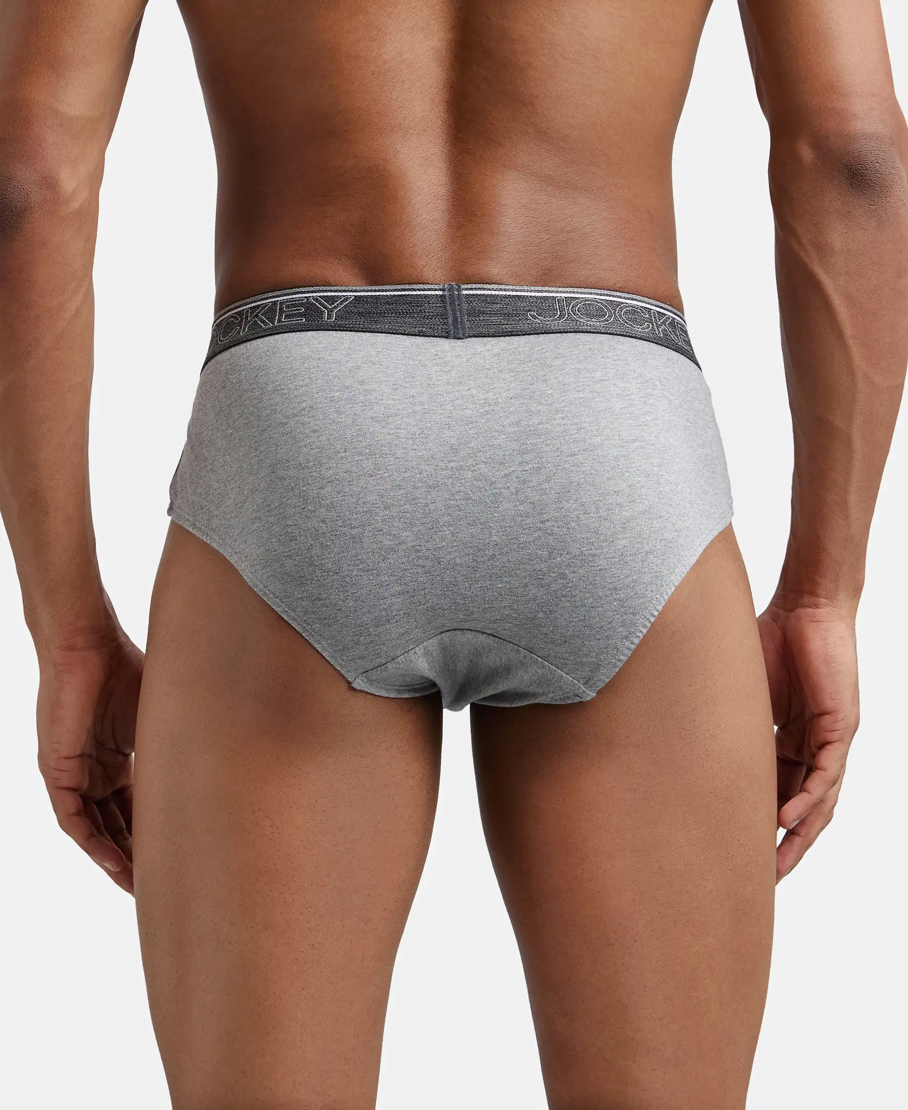 Super Combed Cotton Solid Brief with Ultrasoft Waistband - Grey Melange (Pack of 2) - Image 3