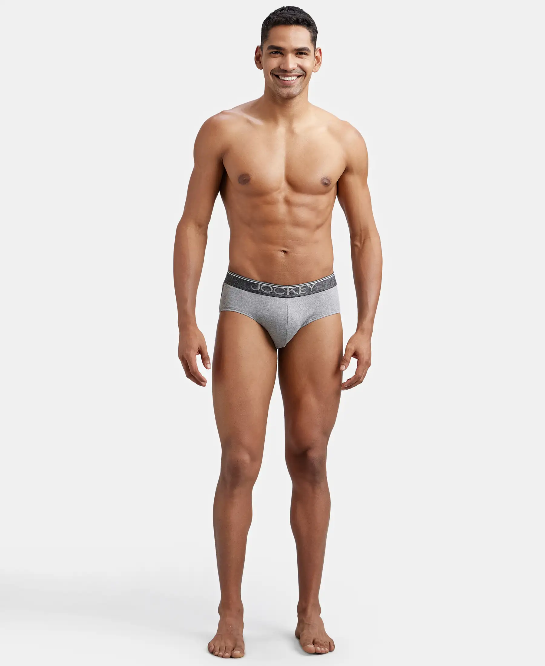 Super Combed Cotton Solid Brief with Ultrasoft Waistband - Grey Melange (Pack of 2) - Image 4
