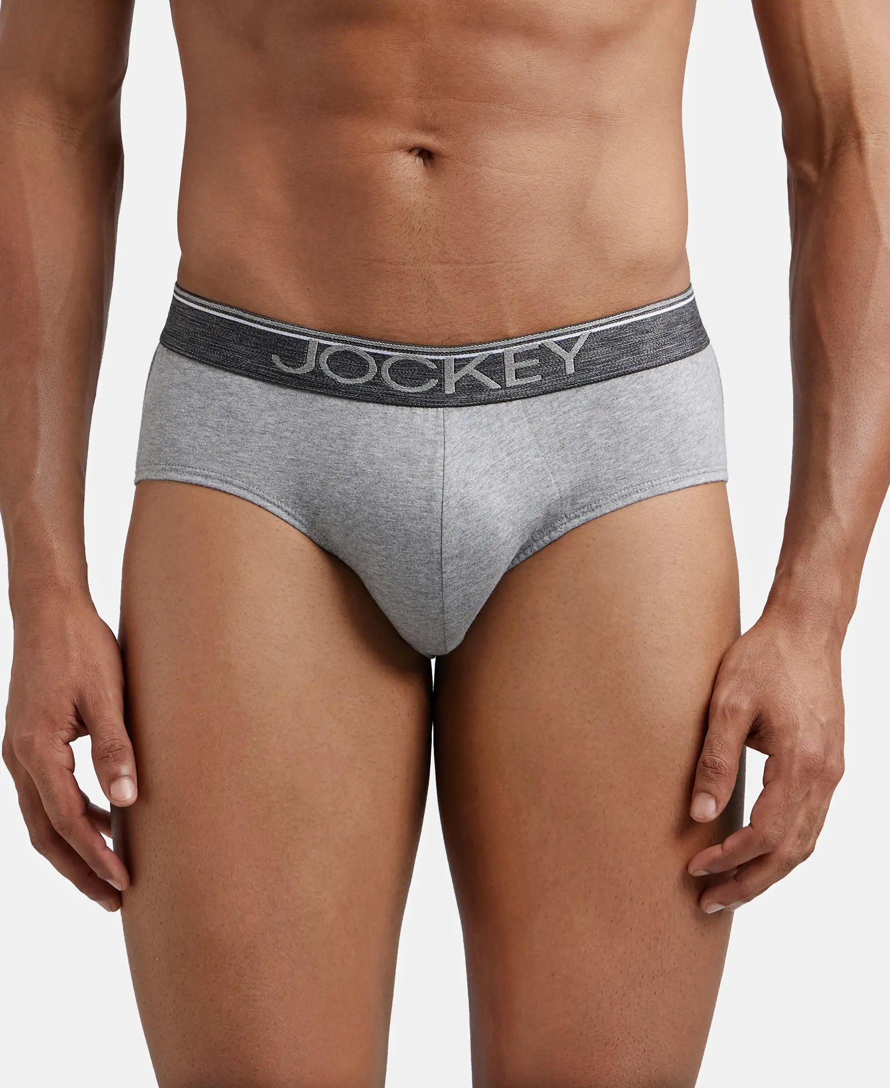 Super Combed Cotton Solid Brief with Ultrasoft Waistband - Grey Melange (Pack of 2) - Image 7
