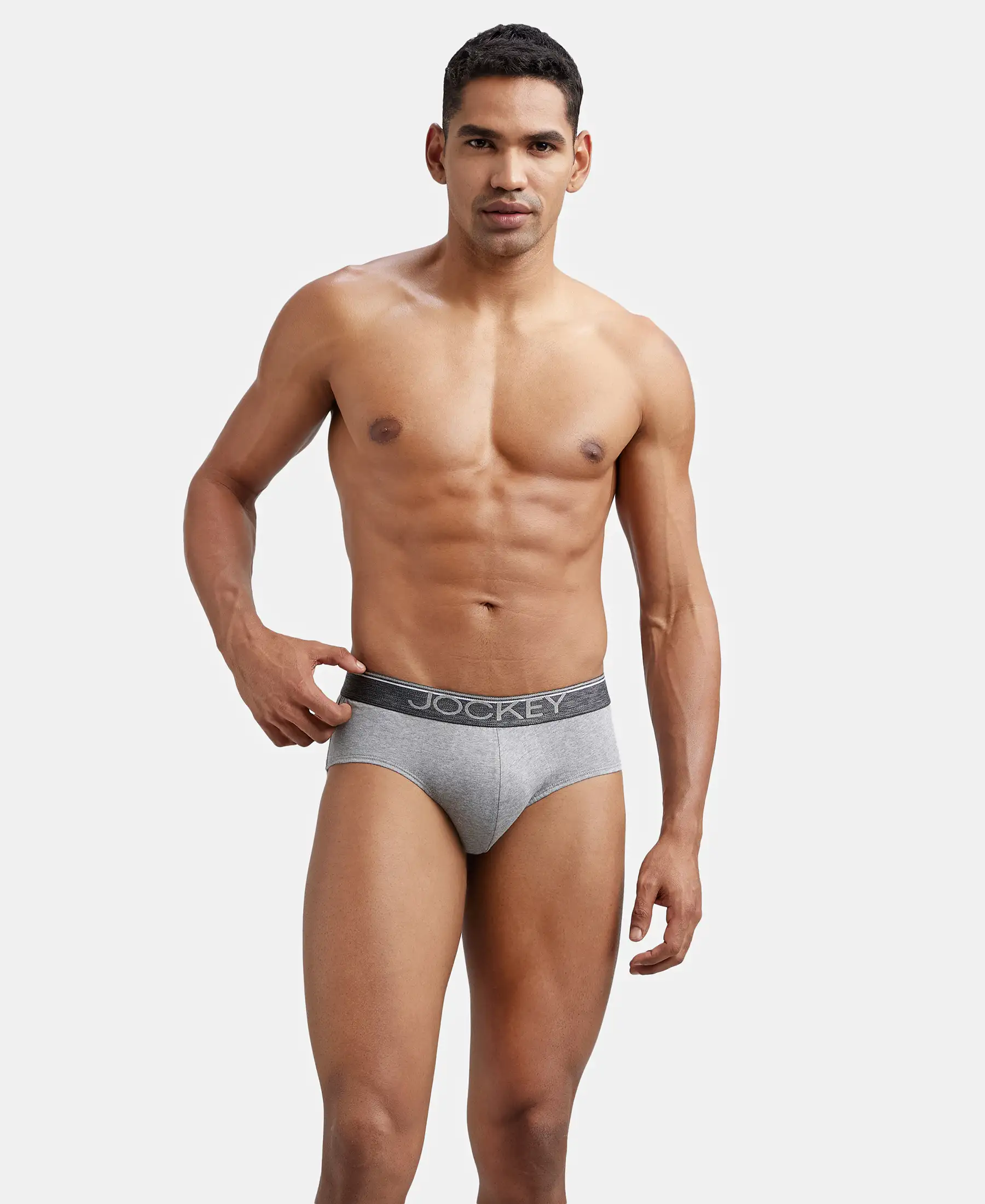 Super Combed Cotton Solid Brief with Ultrasoft Waistband - Grey Melange (Pack of 2) - Image 8