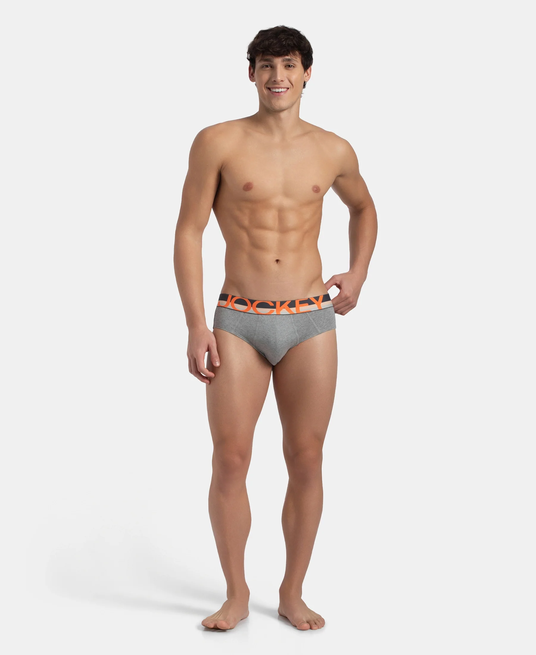 Super Combed Cotton Solid Brief with Ultrasoft Waistband - Grey (Pack of 2) - Image 4