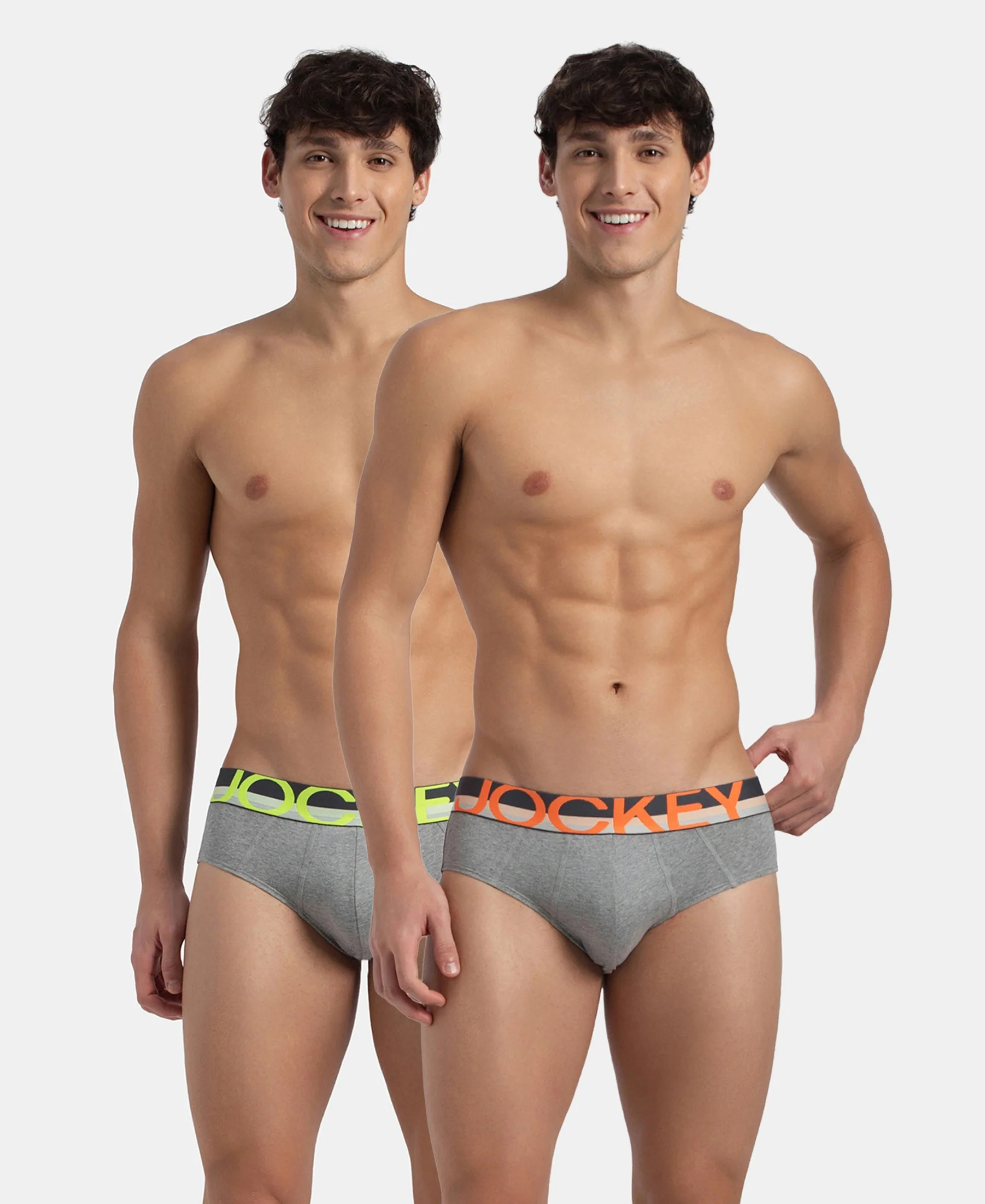 Super Combed Cotton Solid Brief with Ultrasoft Waistband - Grey (Pack of 2) - Image 5