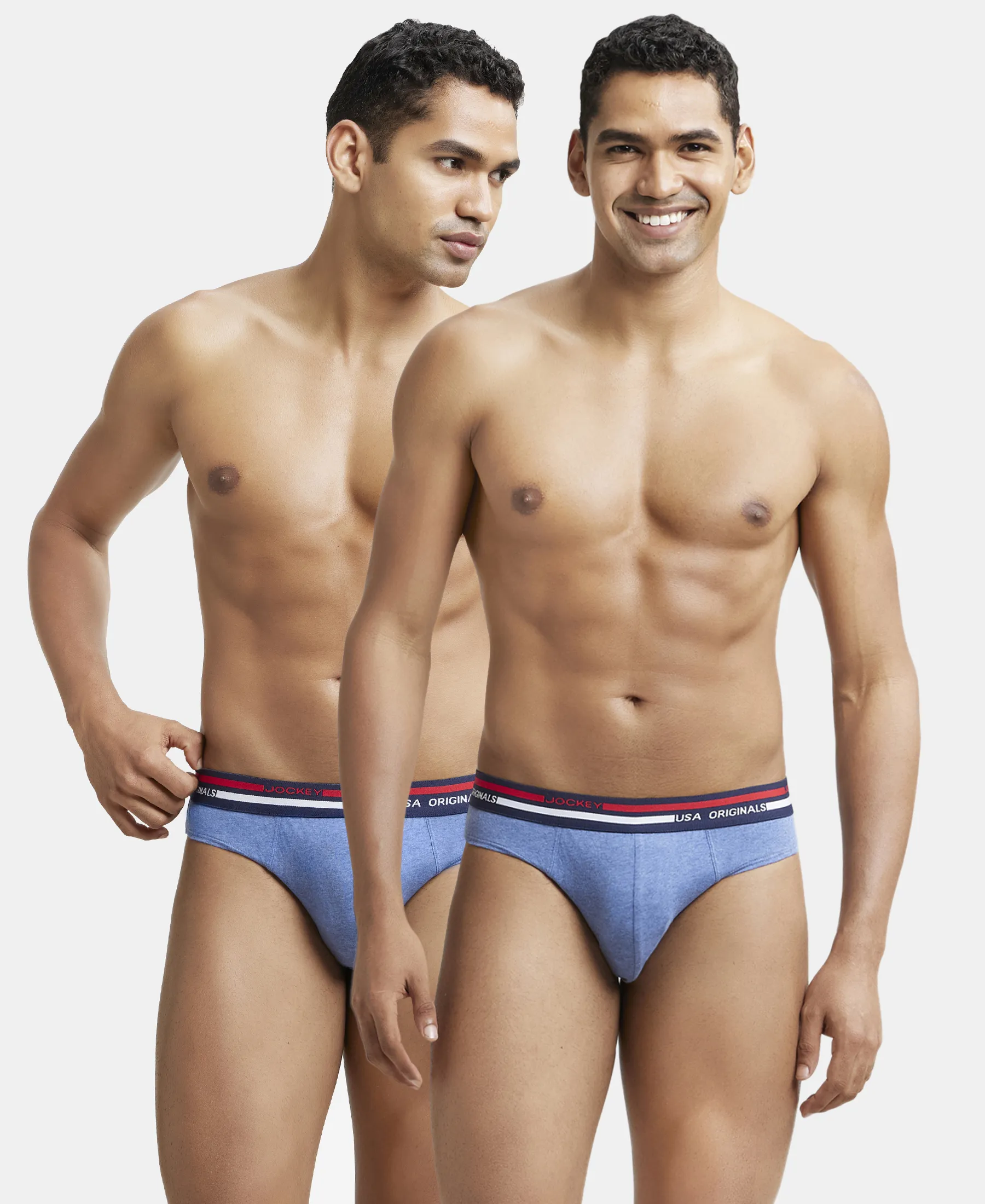 Super Combed Cotton Solid Brief with Ultrasoft Waistband - Light Denim Melange (Pack of 2) - Image 5
