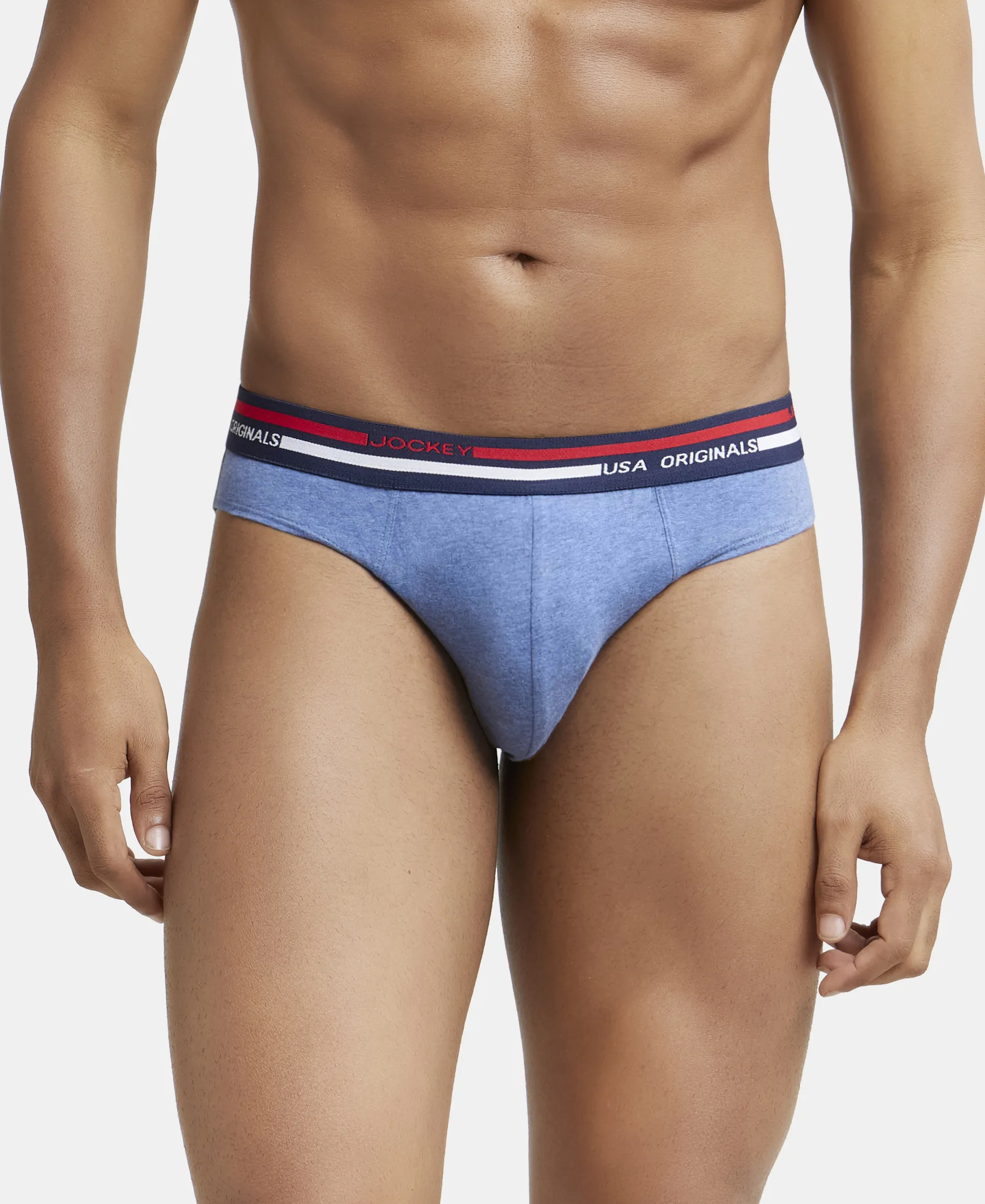 Super Combed Cotton Solid Brief with Ultrasoft Waistband - Light Denim Melange (Pack of 2) - Image 6