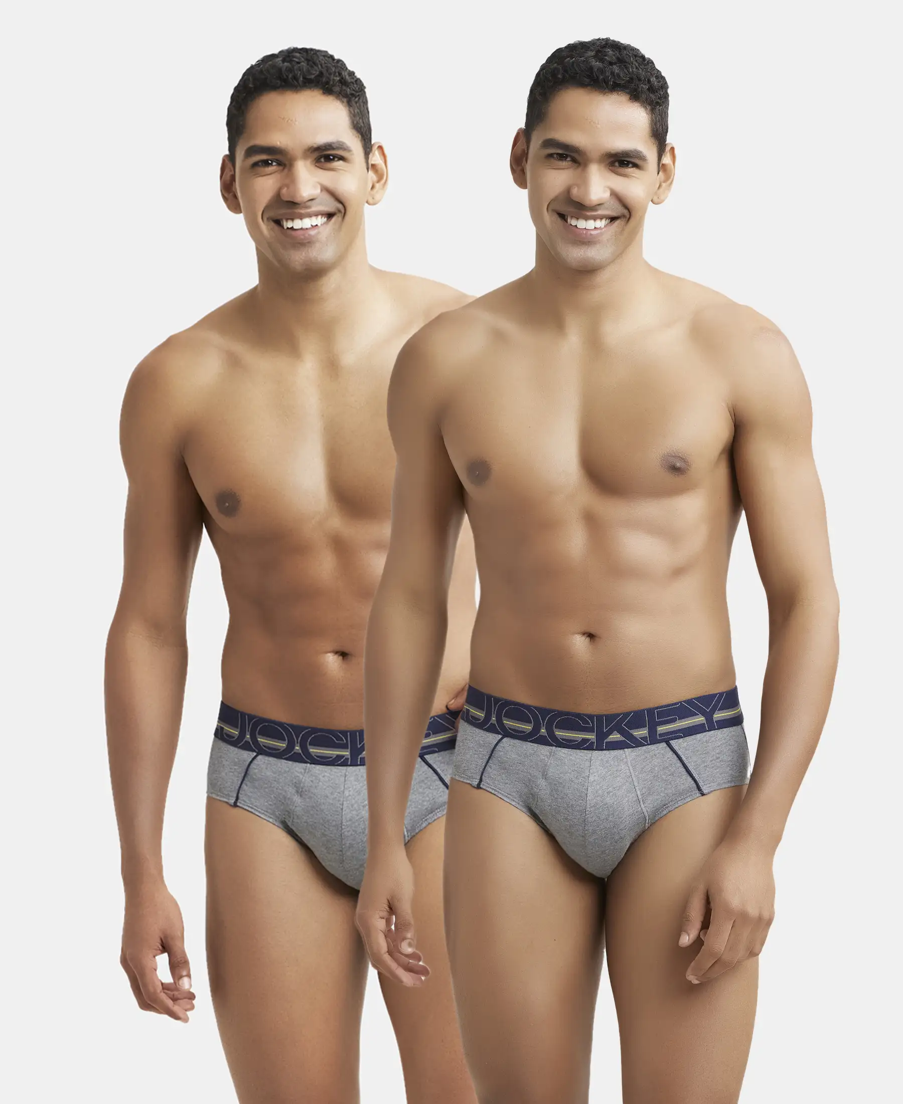 Super Combed Cotton Solid Brief with Ultrasoft Waistband - Mid Grey Melange (Pack of 2)