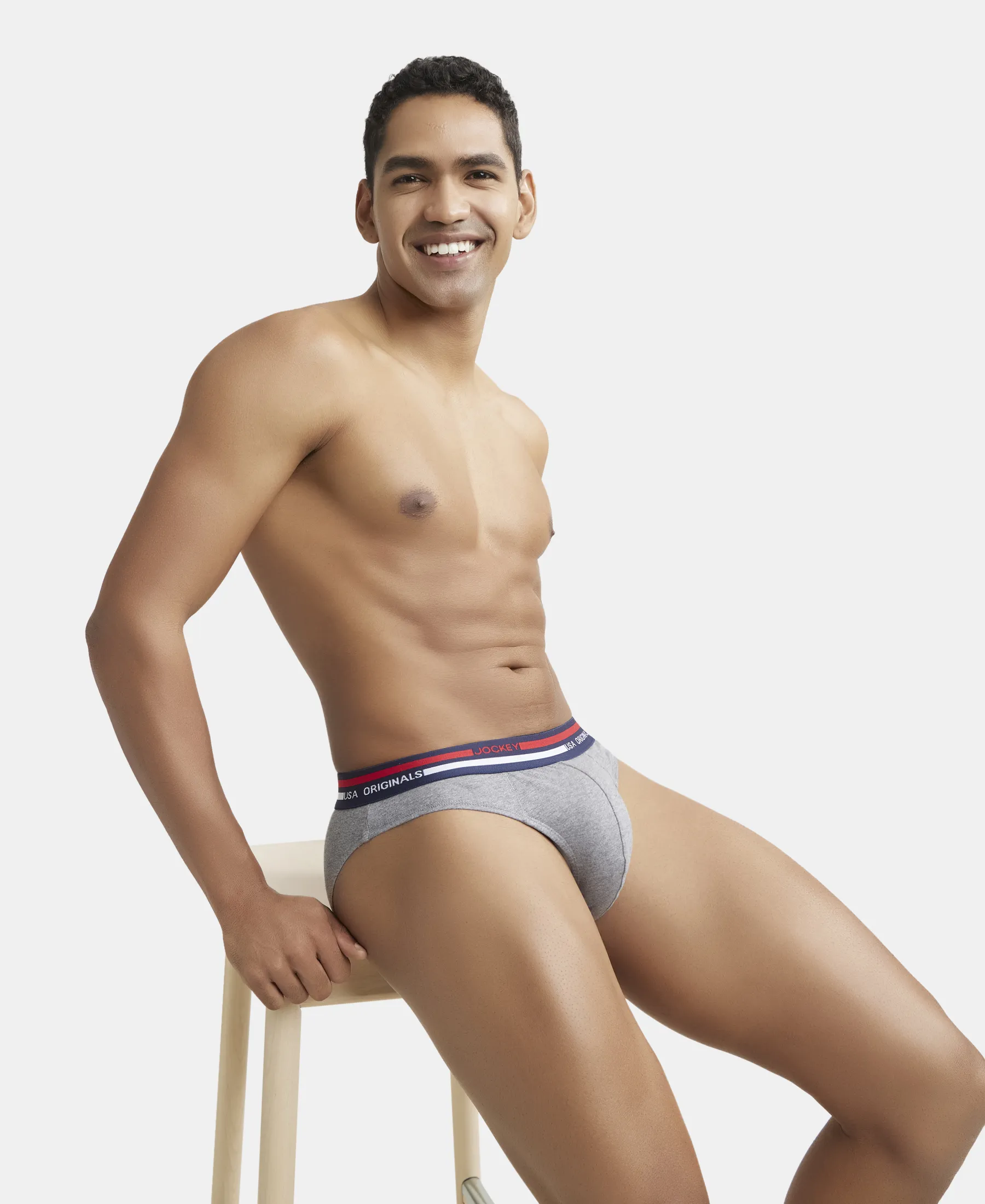Super Combed Cotton Solid Brief with Ultrasoft Waistband - Mid Grey Melange (Pack of 2) - Image 8