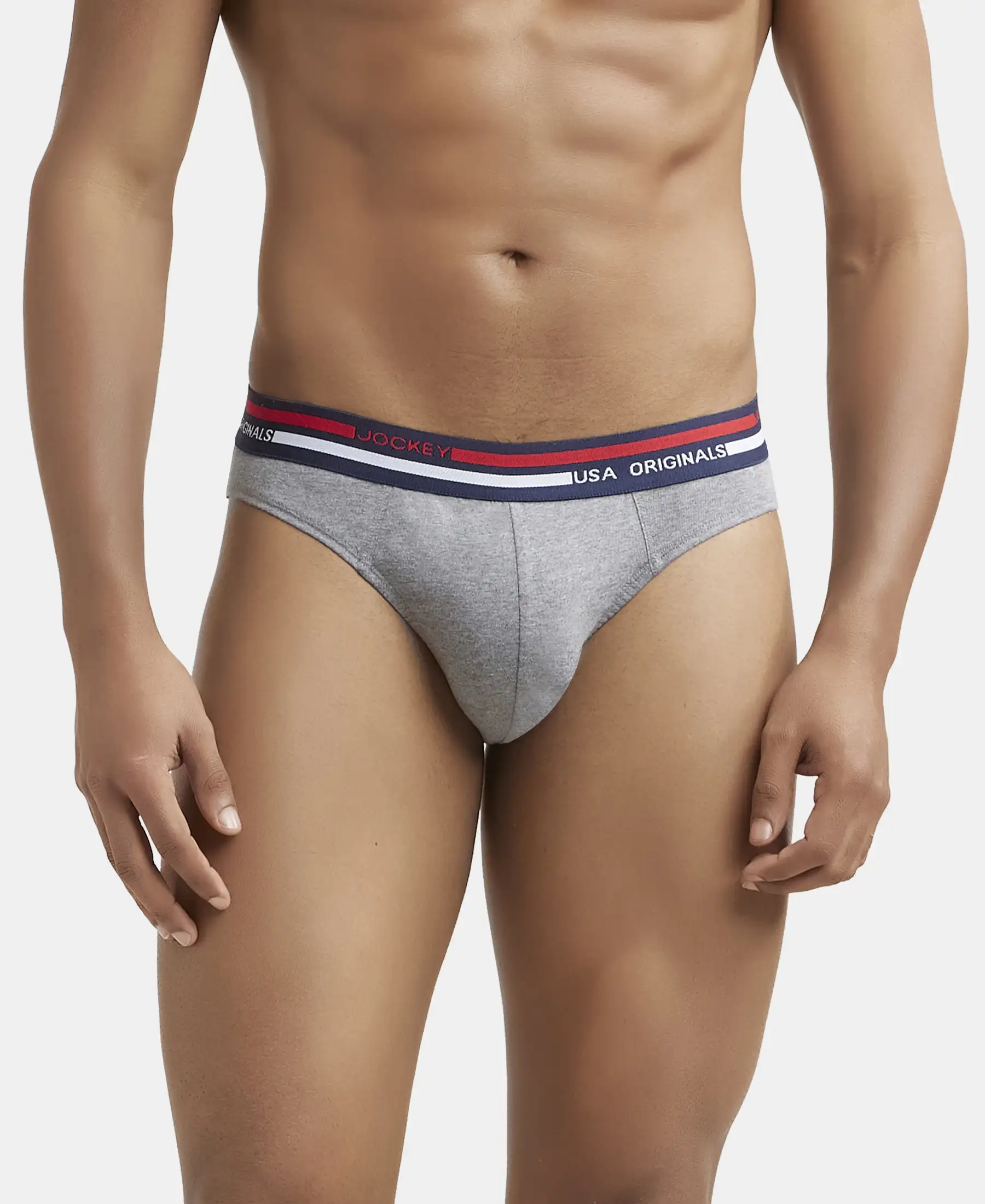 Super Combed Cotton Solid Brief with Ultrasoft Waistband - Mid Grey Melange