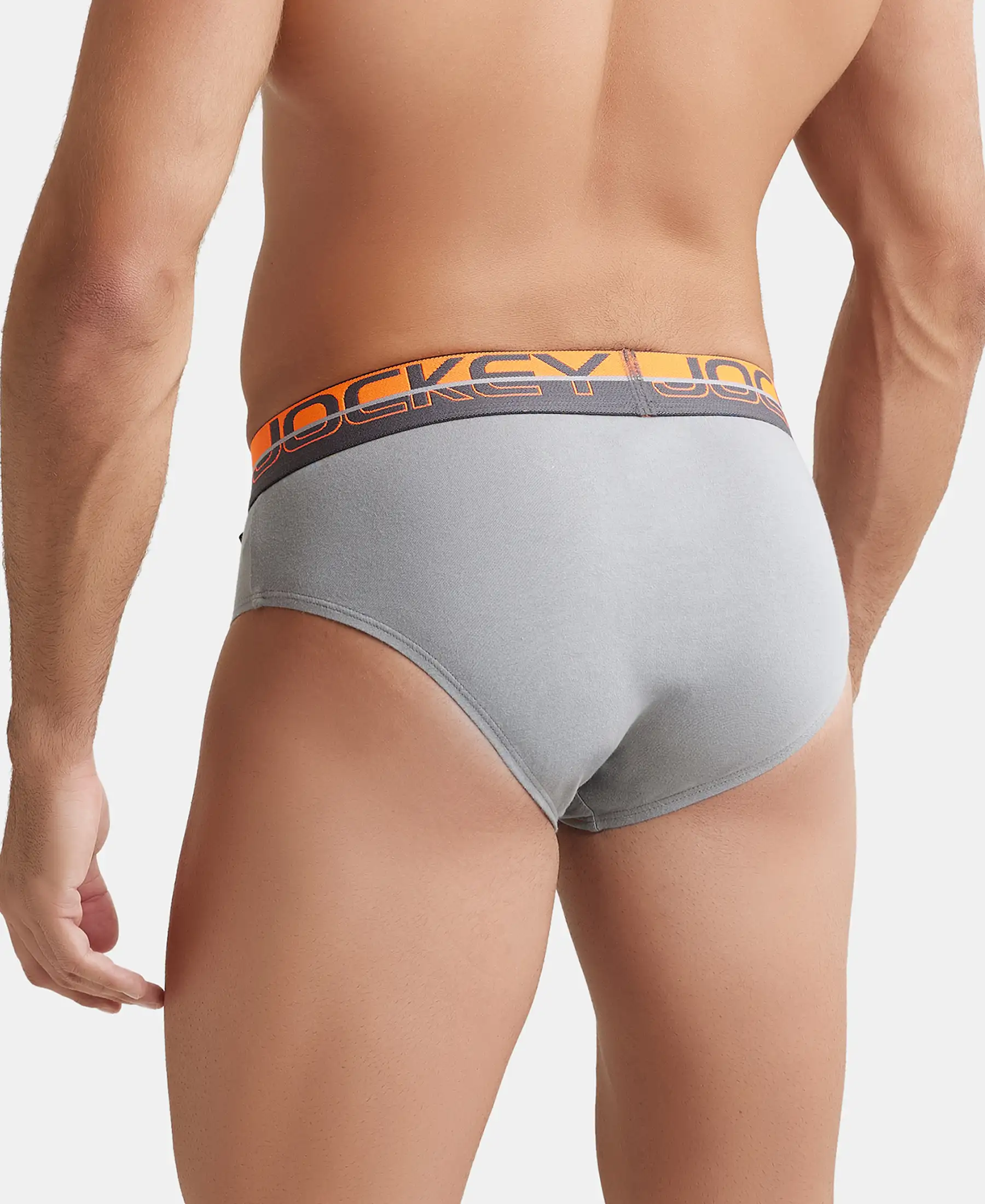 Super Combed Cotton Solid Brief with Ultrasoft Waistband - Monument (Pack of 2) - Image 3