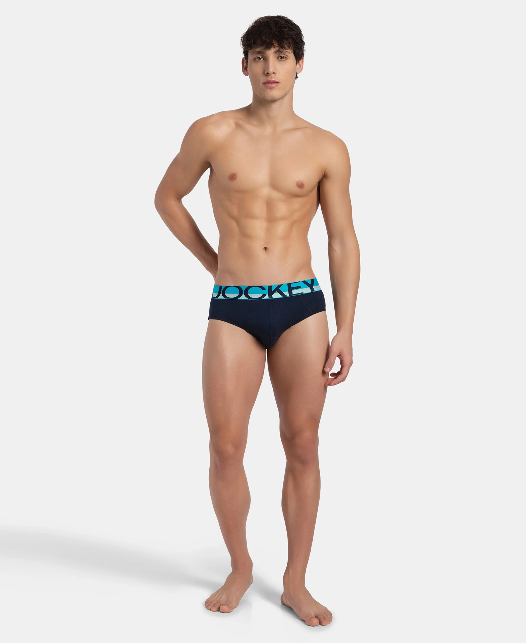 Super Combed Cotton Solid Brief with Ultrasoft Waistband - Navy (Pack of 2) - Image 4