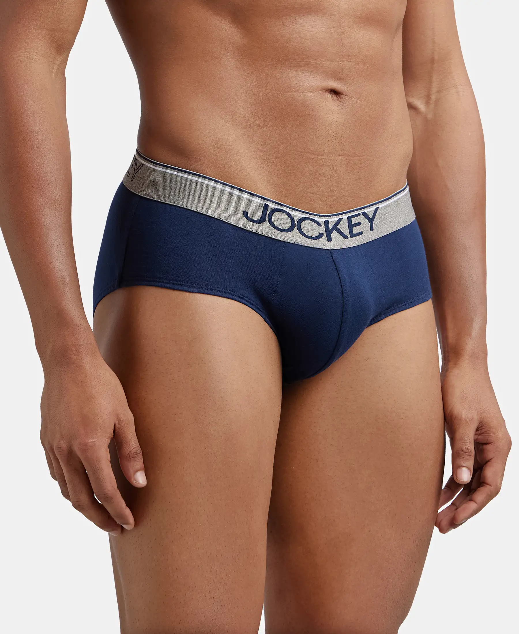 Super Combed Cotton Solid Brief with Ultrasoft Waistband - Navy (Pack of 3) - Image 6