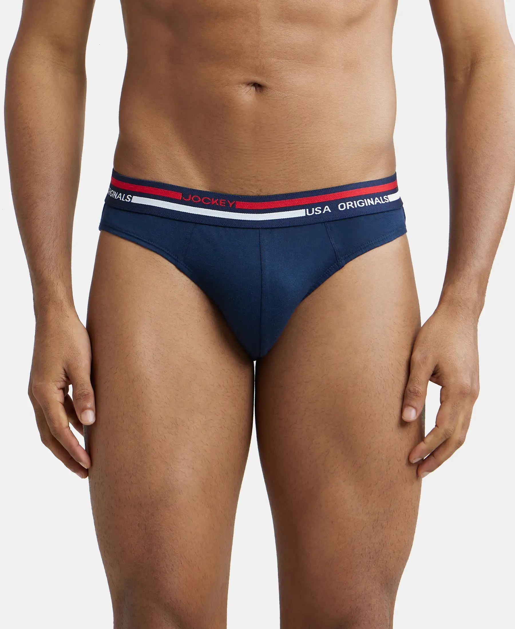 Super Combed Cotton Solid Brief with Ultrasoft Waistband - Navy