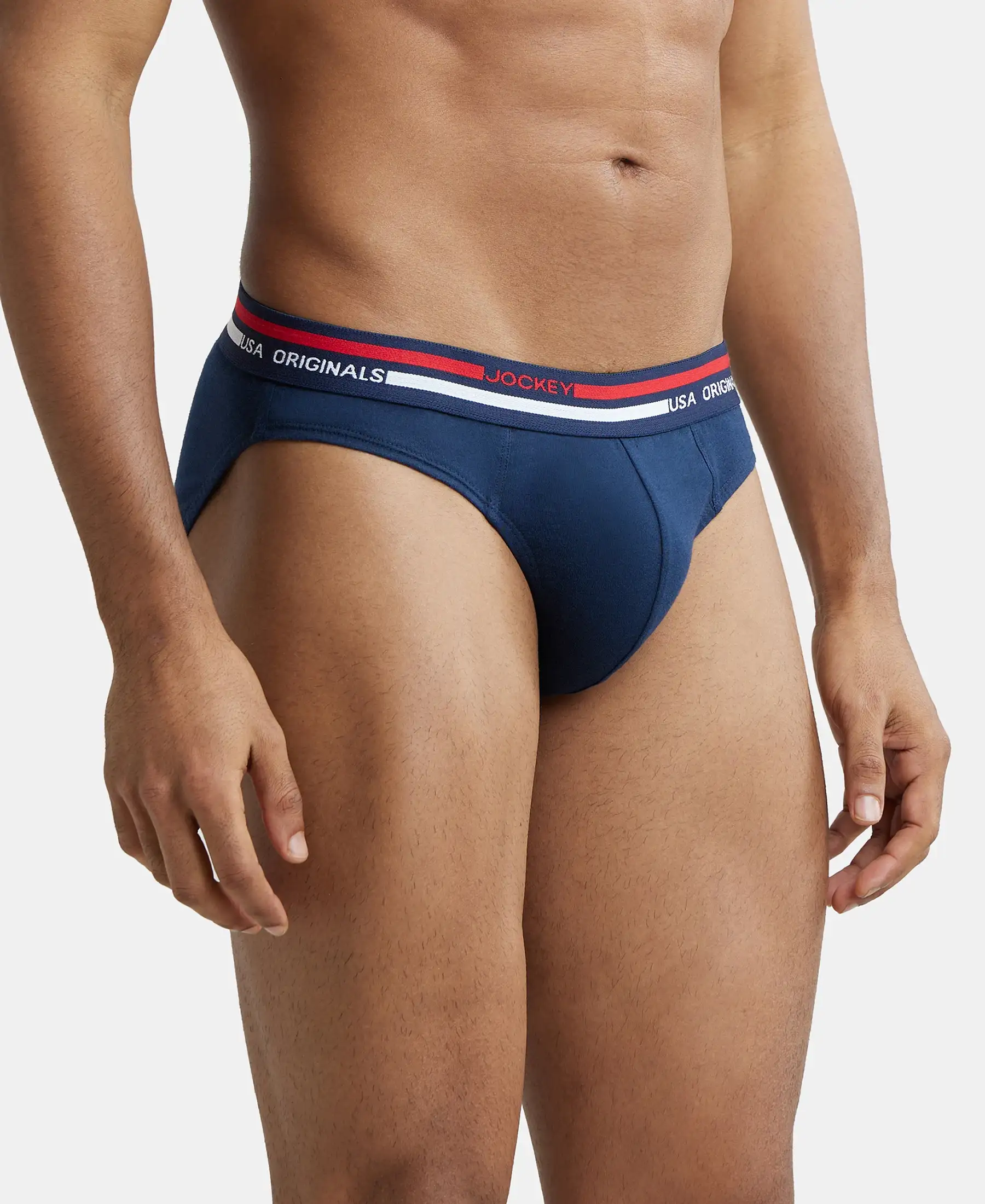 Super Combed Cotton Solid Brief with Ultrasoft Waistband - Navy - Image 2