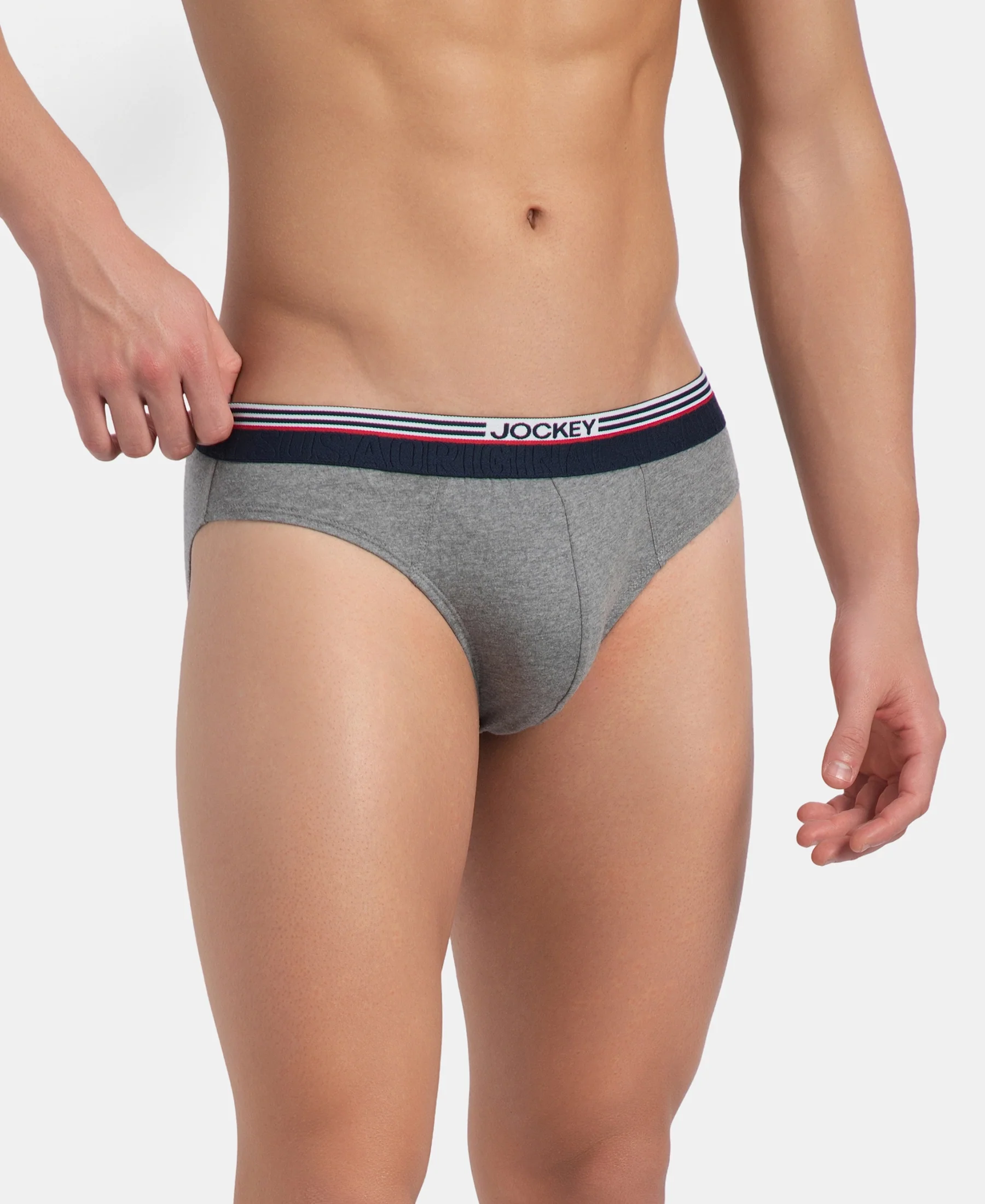 Super Combed Cotton Solid Brief with Ultrasoft Waistband - New Mid Grey Melange - Image 2