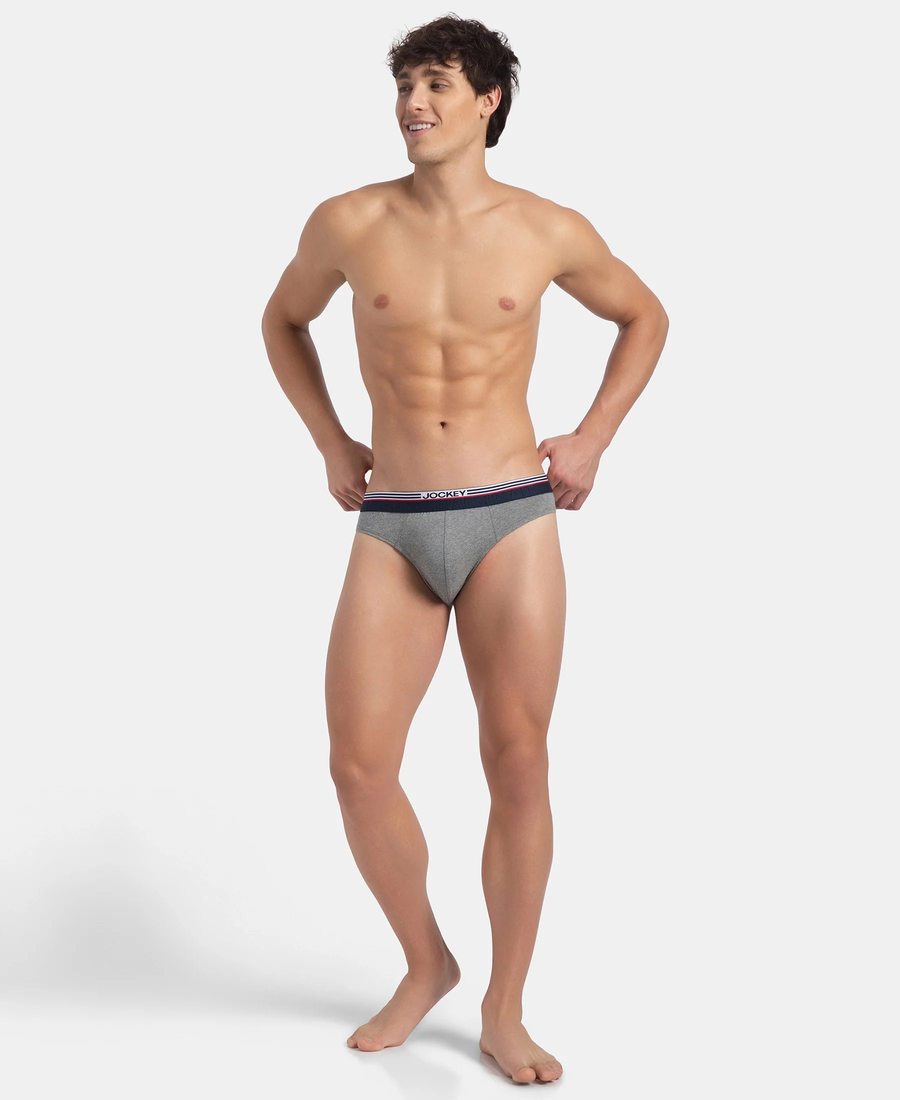 Super Combed Cotton Solid Brief with Ultrasoft Waistband - New Mid Grey Melange - Image 4