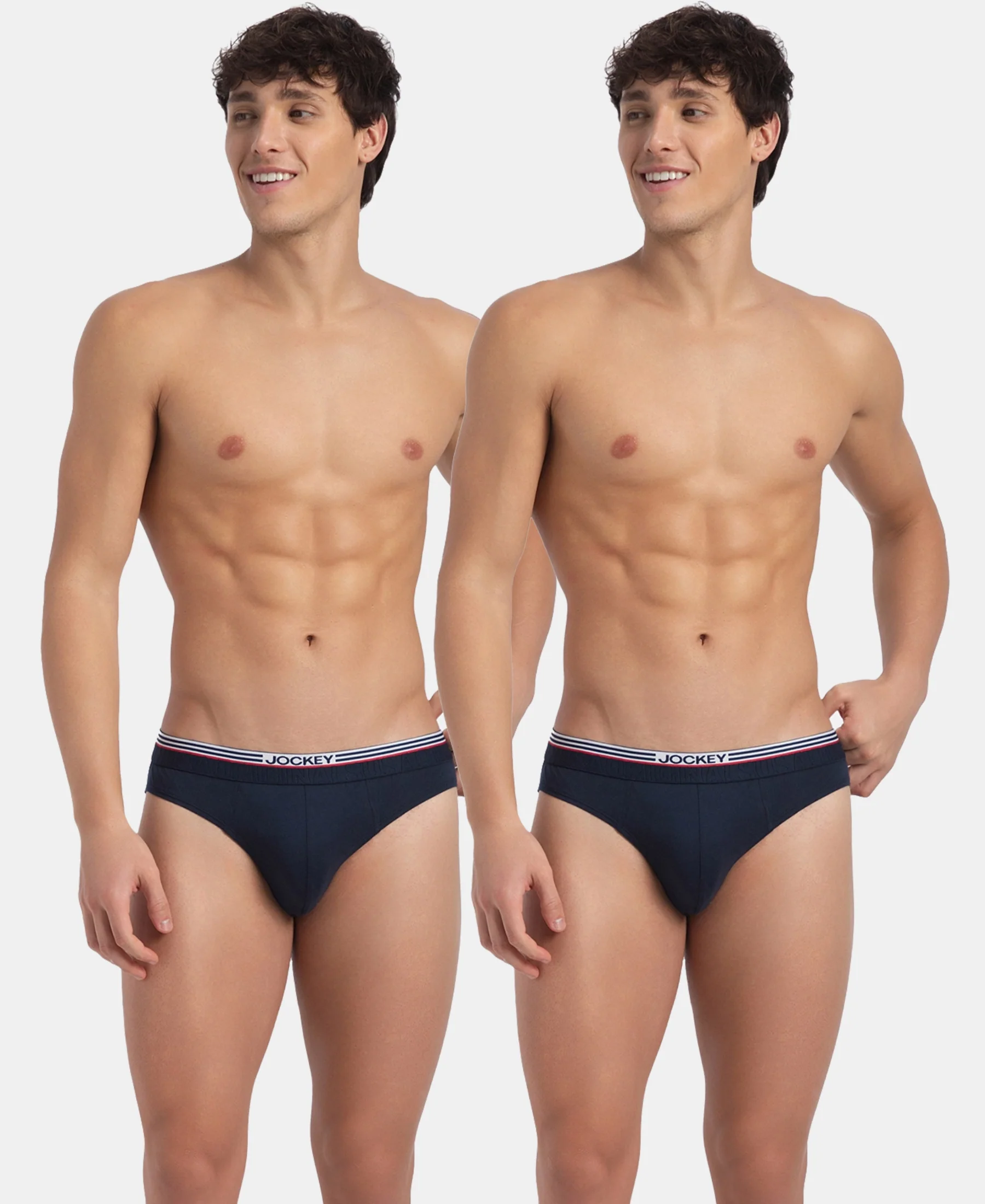 Super Combed Cotton Solid Brief with Ultrasoft Waistband - New Navy (Pack of 2) - Image 5
