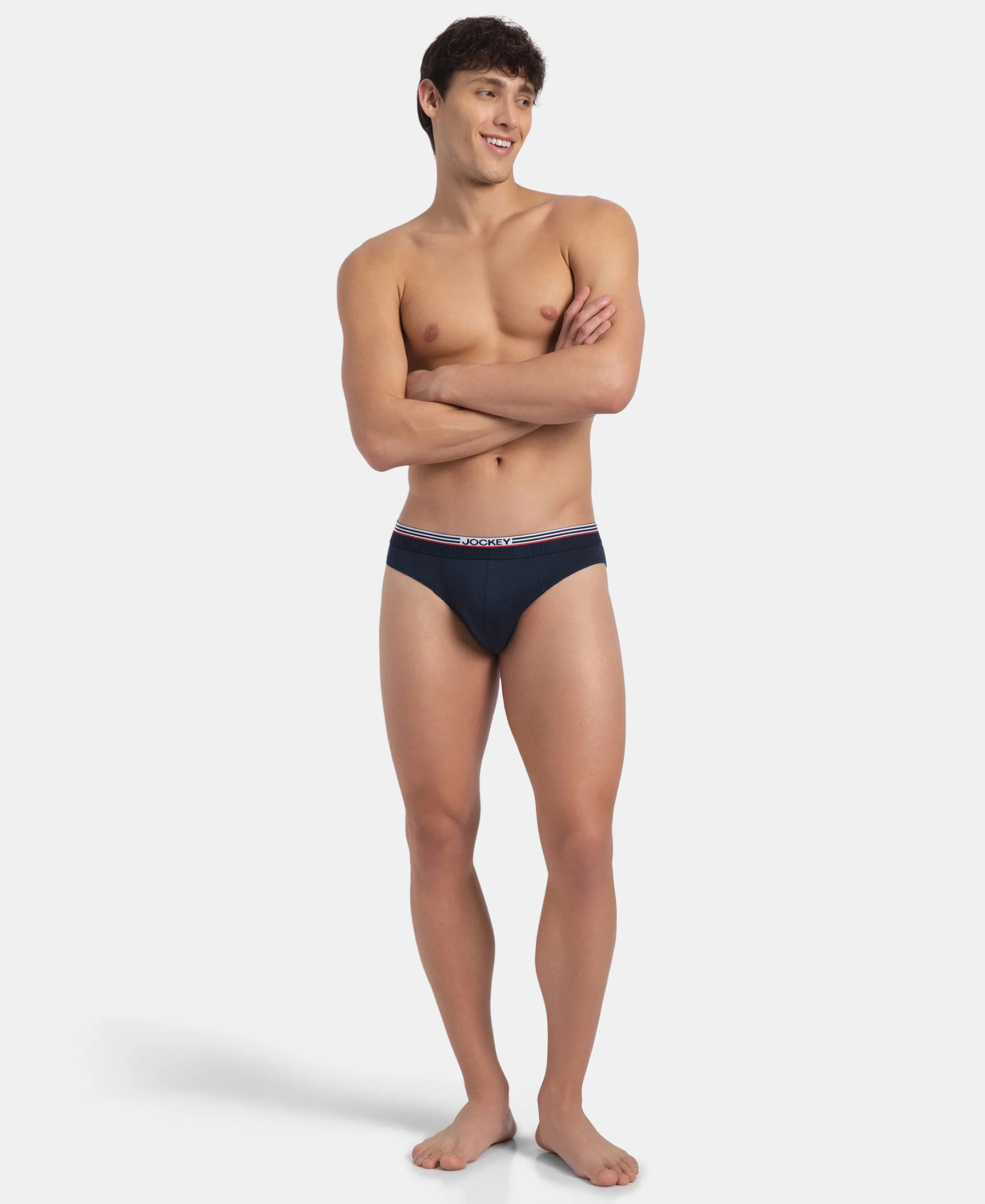 Super Combed Cotton Solid Brief with Ultrasoft Waistband - New Navy (Pack of 2) - Image 8