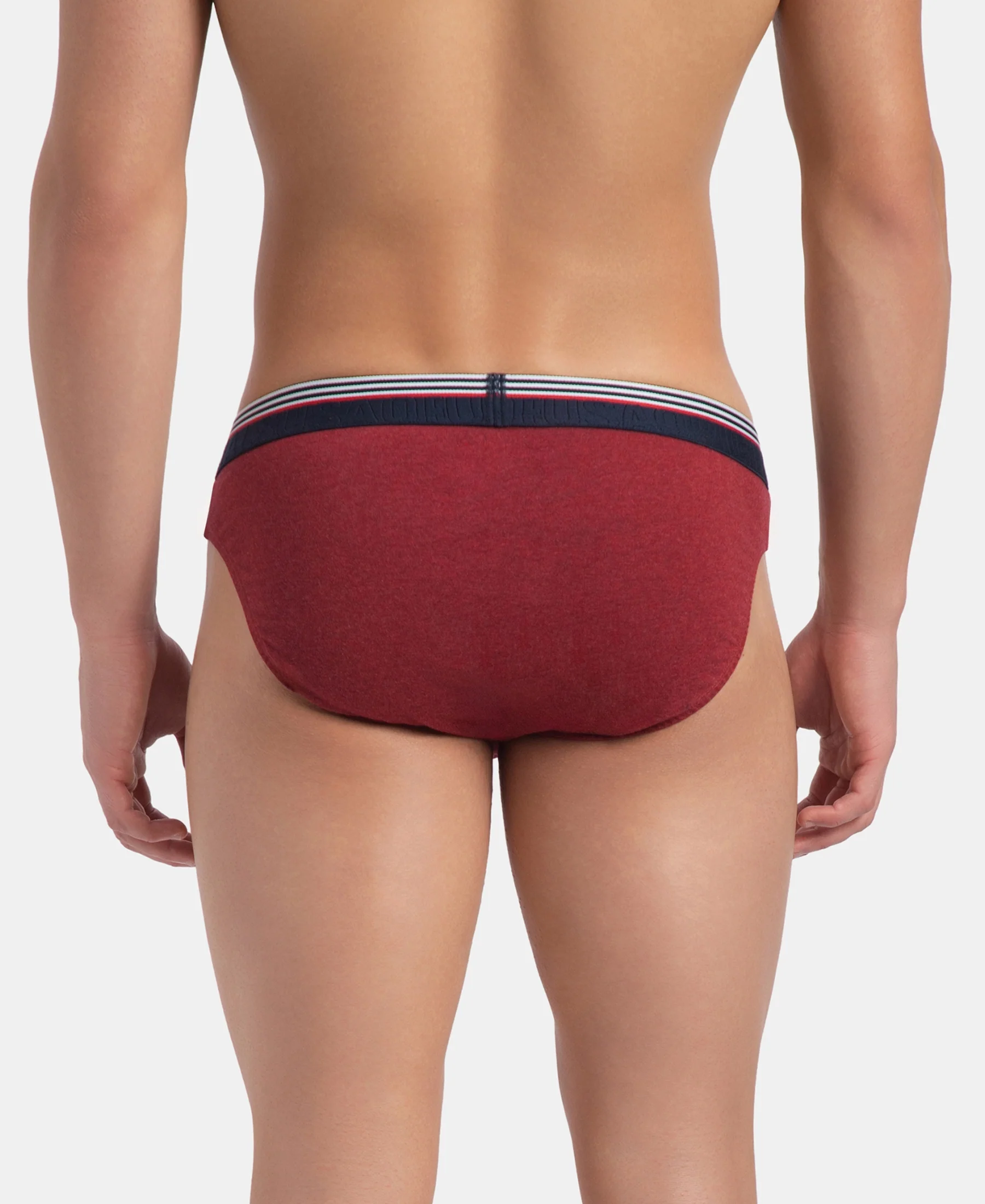 Super Combed Cotton Solid Brief with Ultrasoft Waistband - New Red Melange - Image 3