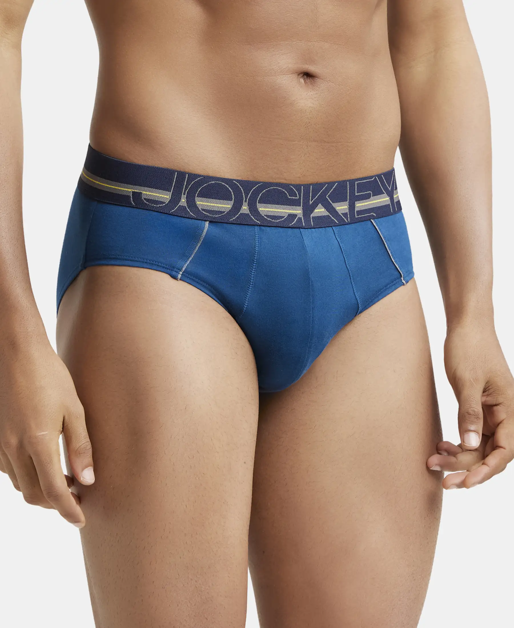 Super Combed Cotton Solid Brief with Ultrasoft Waistband - Poseidon (Pack of 2) - Image 2